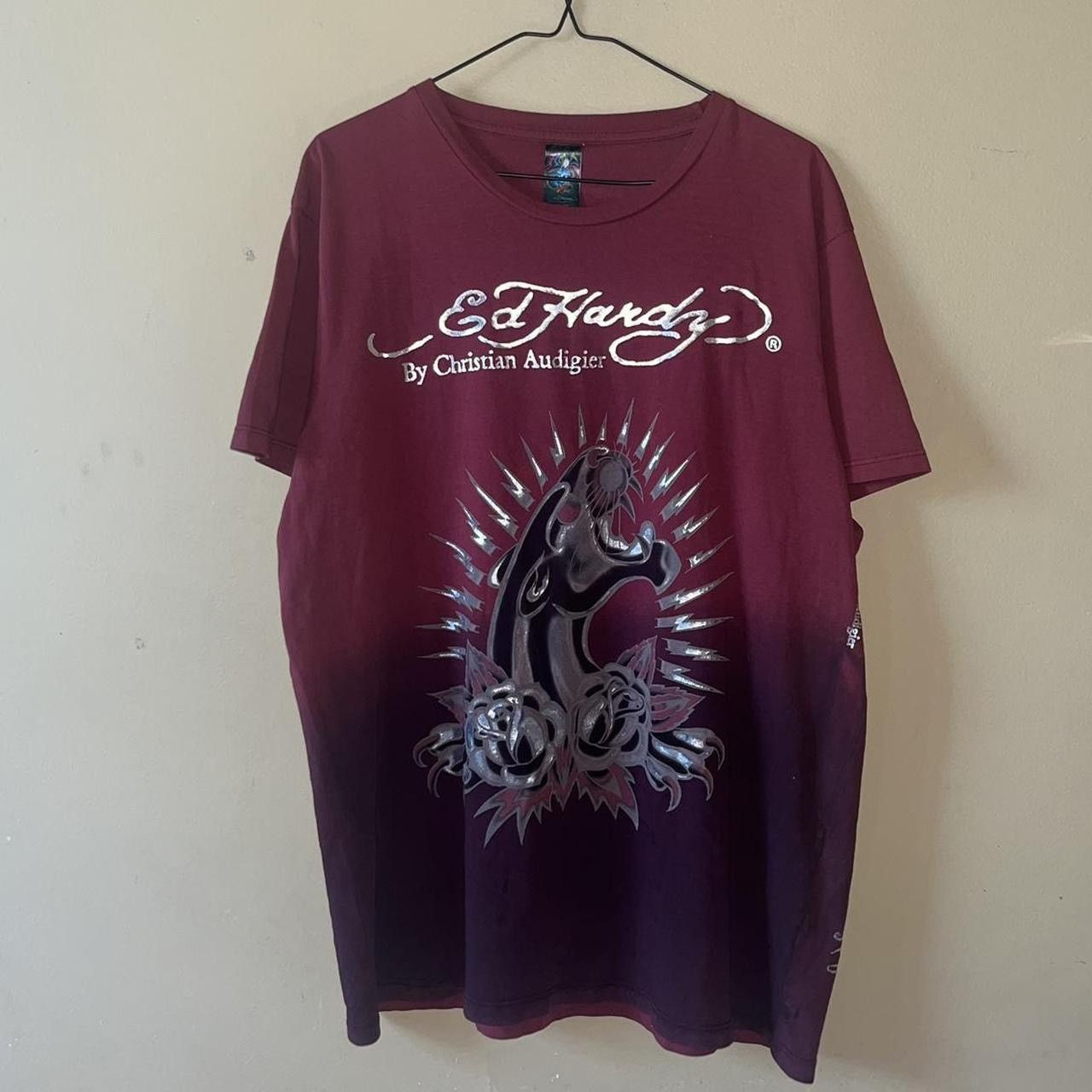 Ed Hardy × Vintage Vintage Ed Hardy Two Tone Rose & Panther Emo Tee Size US XXL / EU 58 / 5 - 1 Thumbnail