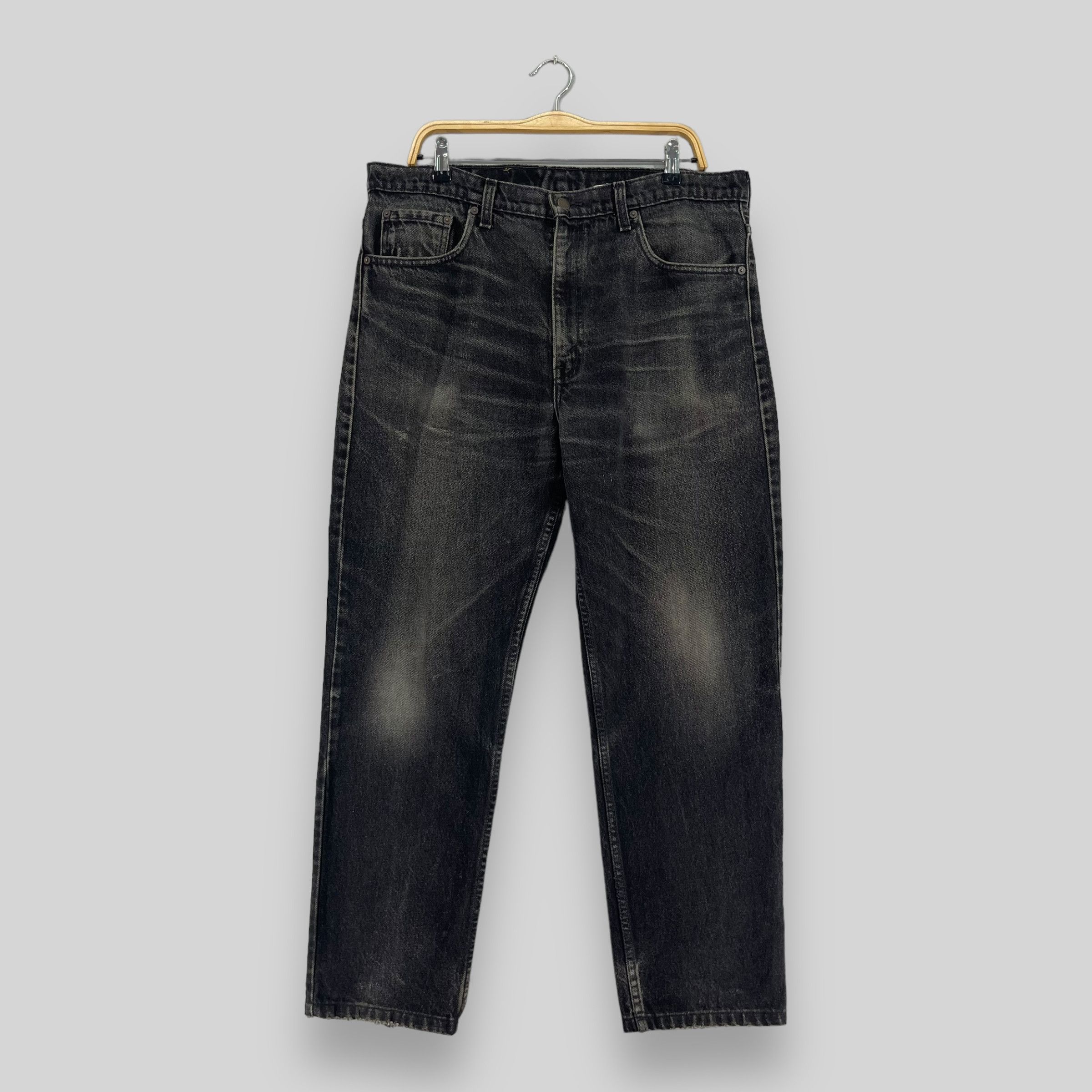 W37 L28 Vintage Distressed Levis 512 Faded Black Wash Jeans