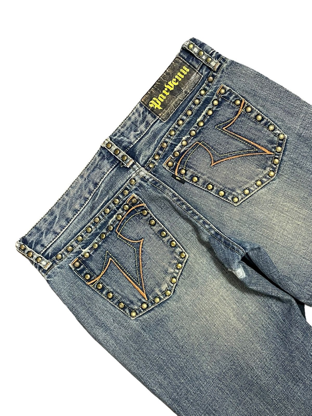 If Six Was Nine Vintage Japanese Crazy Rivet Mad Punk Distressed Flare Jeans Size 30" / US 8 / IT 44 - 8 Thumbnail