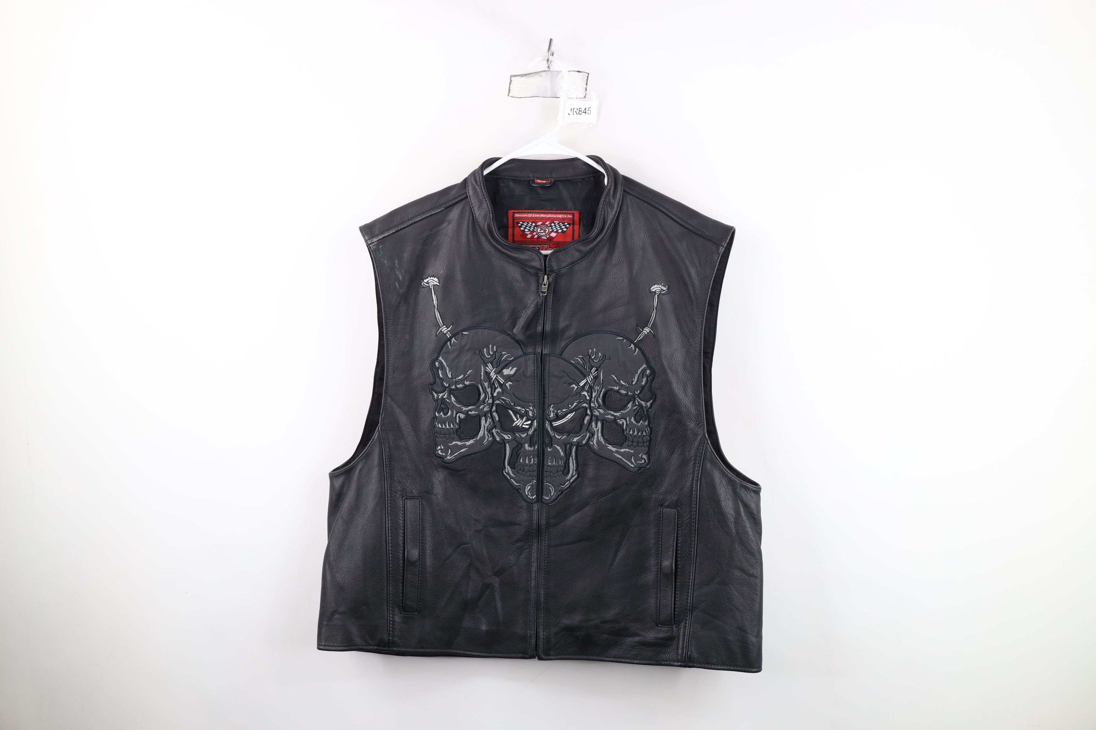 Vintage Vintage Streetwear Skull Leather Motorcycle Riding Vest Size US XXL / EU 58 / 5 - 1 Thumbnail