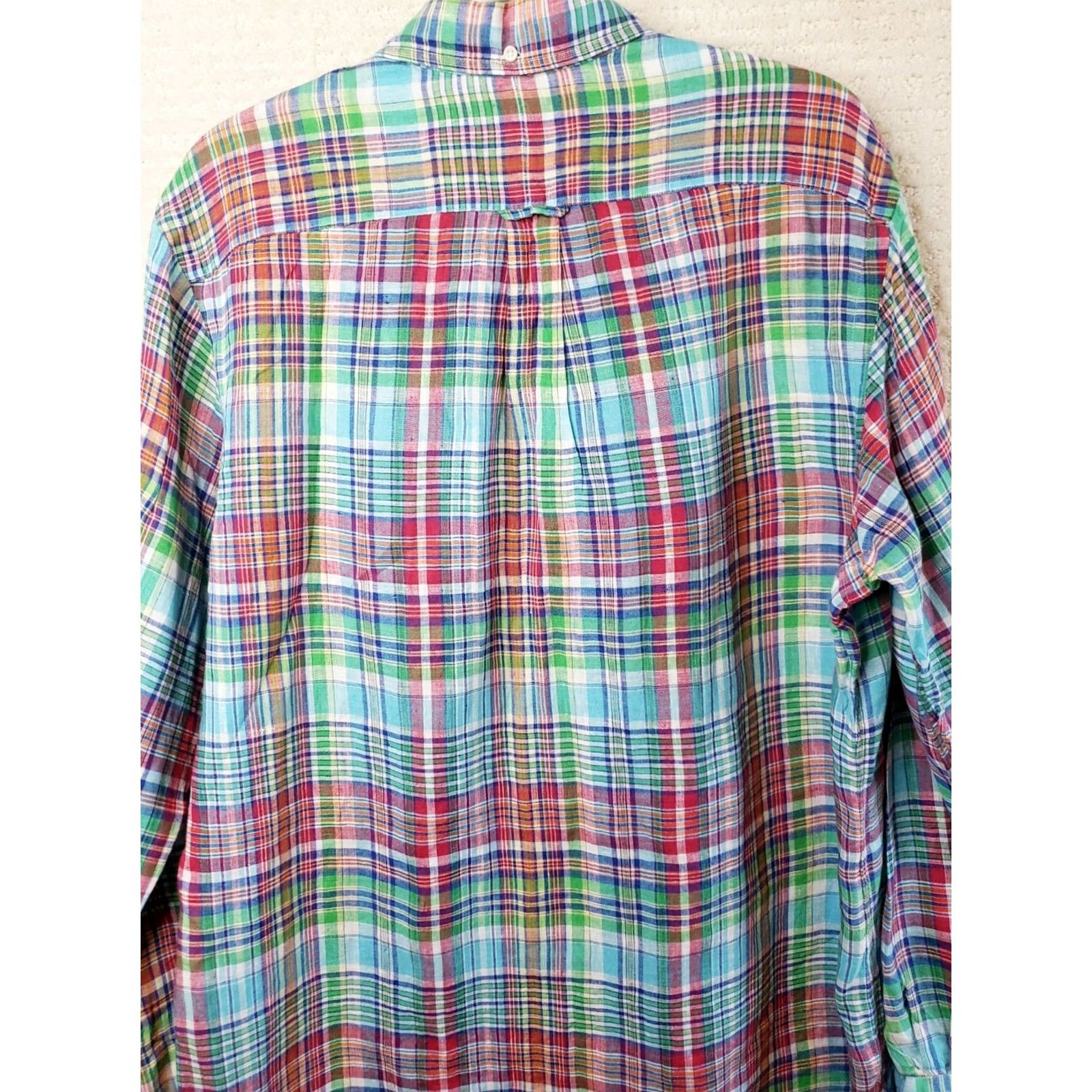Polo Ralph Lauren Ralph Lauren Linen Shirt Men's L Multicolor Plaid Button-Up Long Sleeve Shirt Size US L / EU 52-54 / 3 - 5 Thumbnail