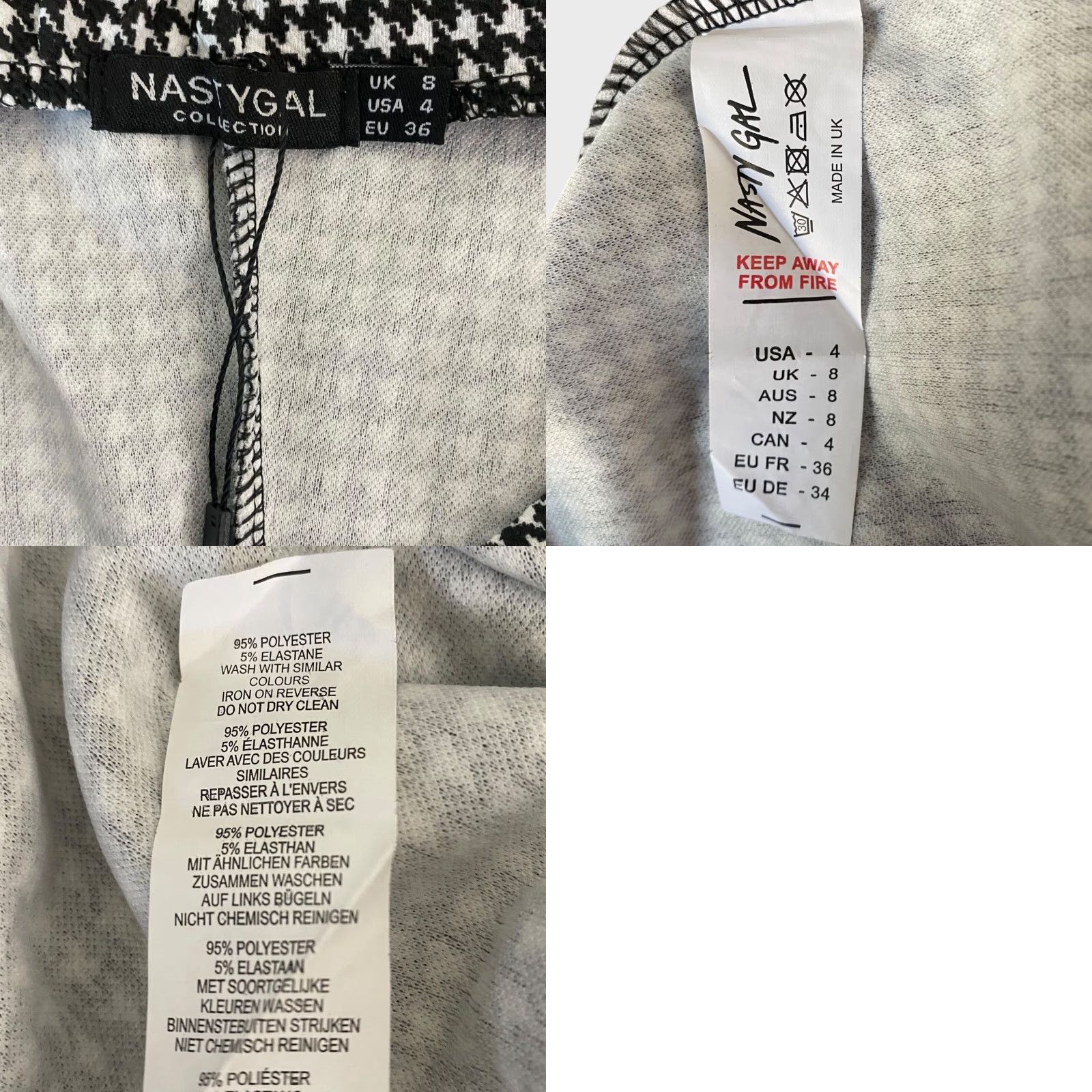 Nasty Gal Nasty Gal Pants Women High-Waisted Houndstooth Fitted Stretch Black White 4 Polyester Blend Slim Ankle Women’s 4 Mens? Size 27" / US 4 / IT 40 - 8 Thumbnail