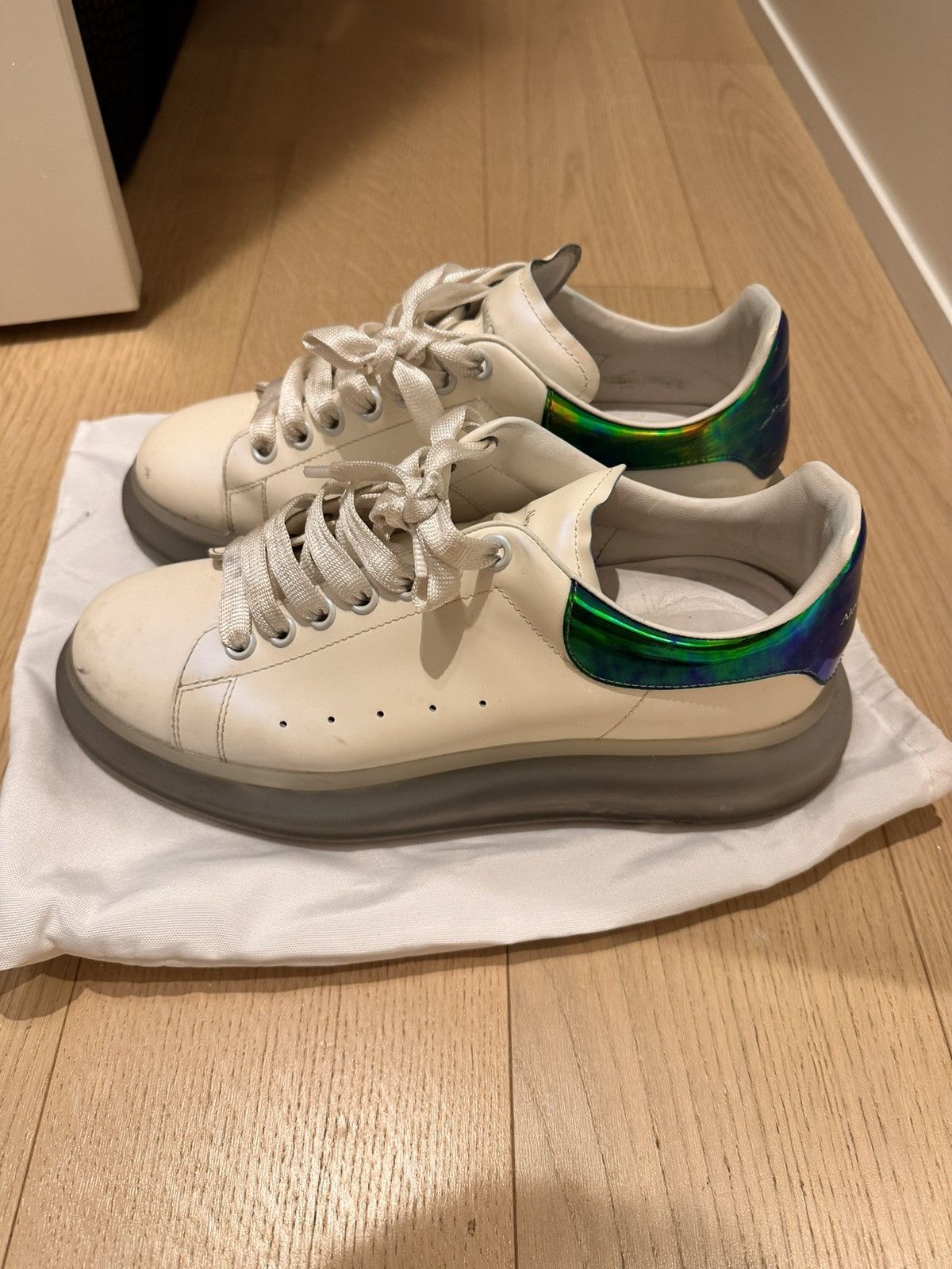 Alexander McQueen Oversized Iridescent Heel & Transparent Sole Sneakers Size US 10 / EU 43 - 2 Thumbnail