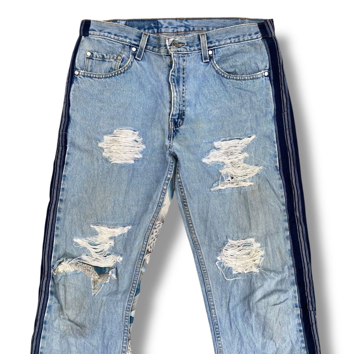 Handmade 🇯🇵 BLUESHADU JAPANESE KOI FISH DISTRESSED DENIM PANTS Size US 33 - 3 Thumbnail