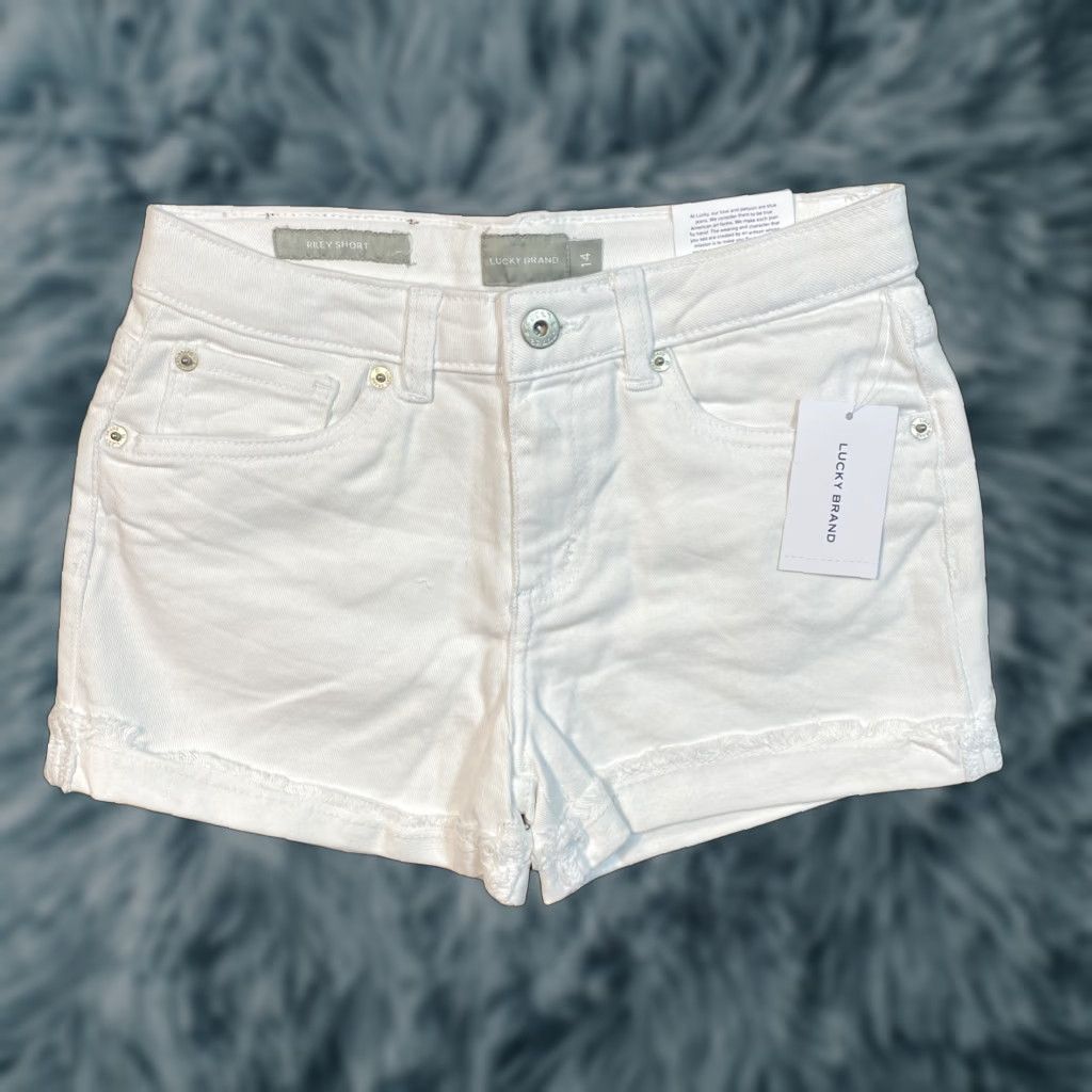 Lucky Brand Lucky Brand Riley Shorts Womens 14 White Cut Off Slim Fit Stretch Denim 2 Inseam 5-Pocket Casual Spring Summer Vintage? (No vintage) Size 36" / US 14 / IT 50 - 1 Thumbnail