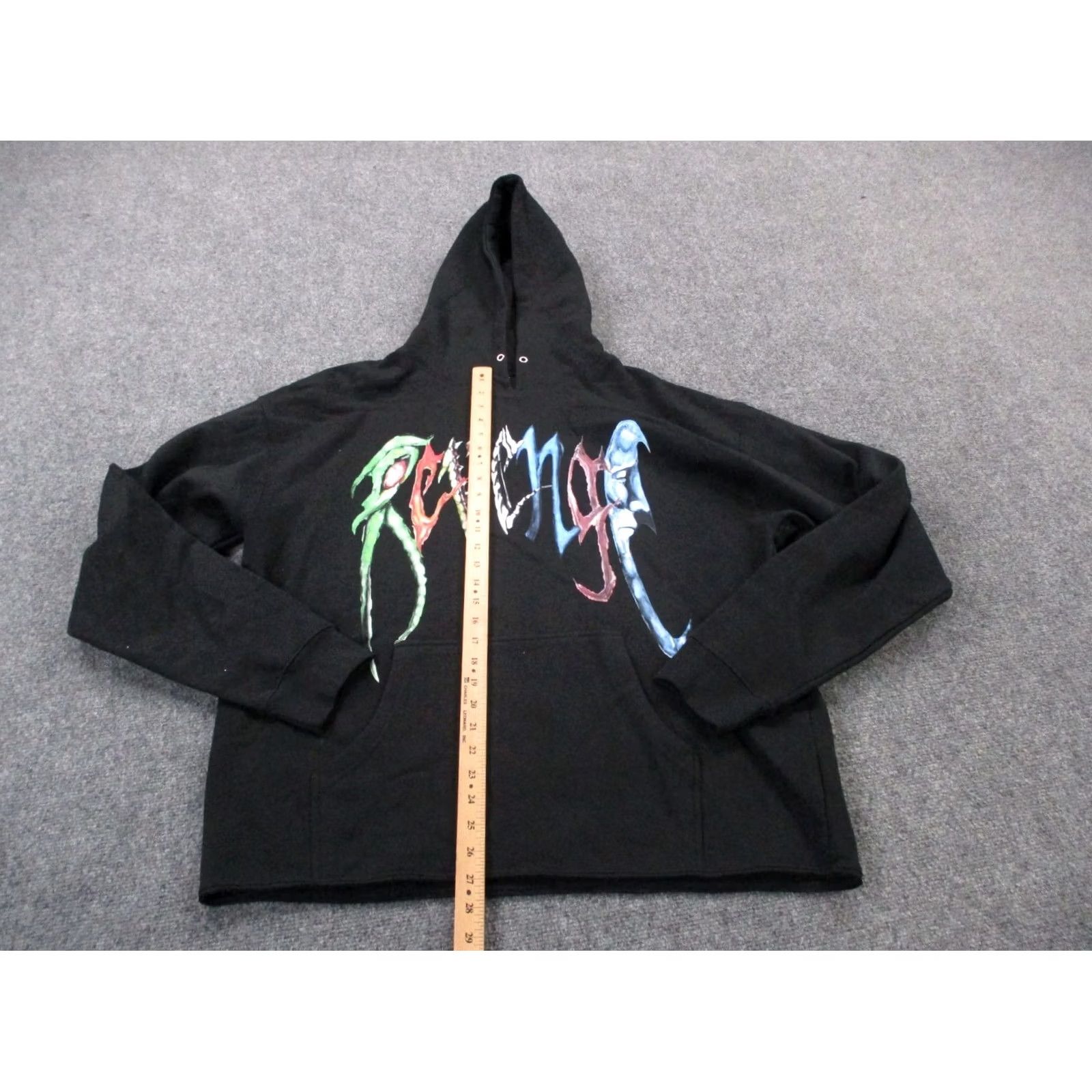 Revenge Revenge Hoodie Mens XL Black Pullover Front Logo Pockets Grunge Streetwear Sweatshirt Size US XL / EU 56 / 4 - 3 Thumbnail