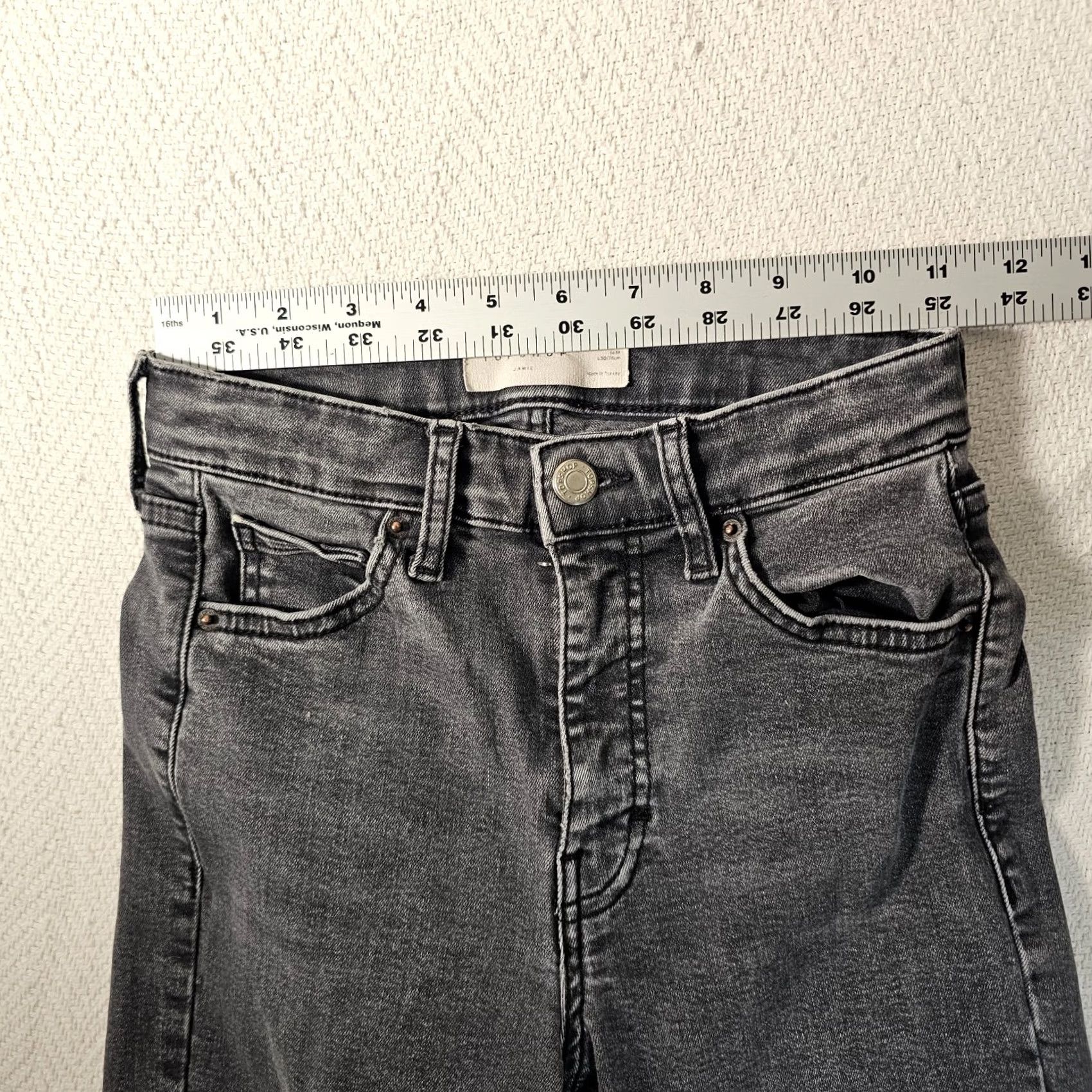 Topshop Topshop Jeans Women 25x30 Black Stone Wash Denim Skinny Slim Pants Inseam 25 in Stretch Pockets Zipper Button Size 40" / US 18 - 4 Thumbnail