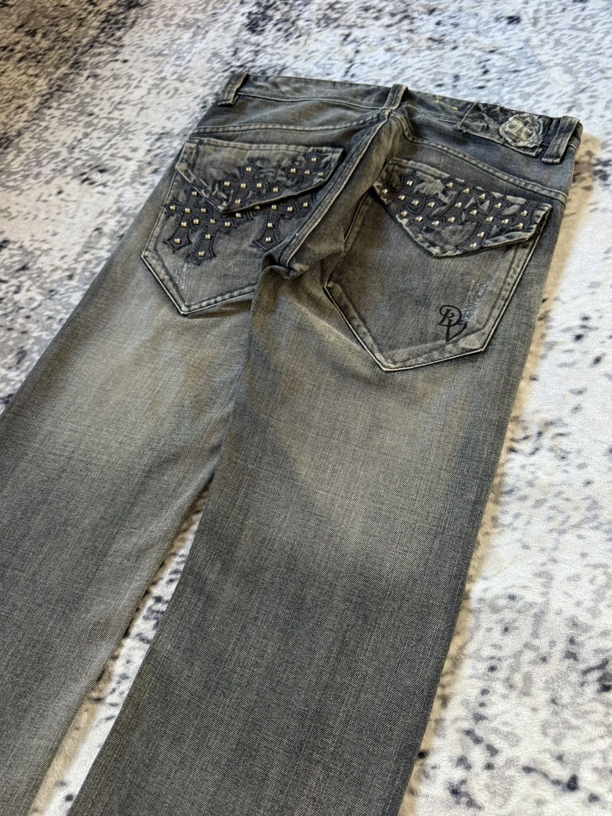 Japanese Brand ✝️ Embroidered Gothic Cross Gray Wash Jeans Pepe Brand Size US 32 / EU 48 - 10 Thumbnail