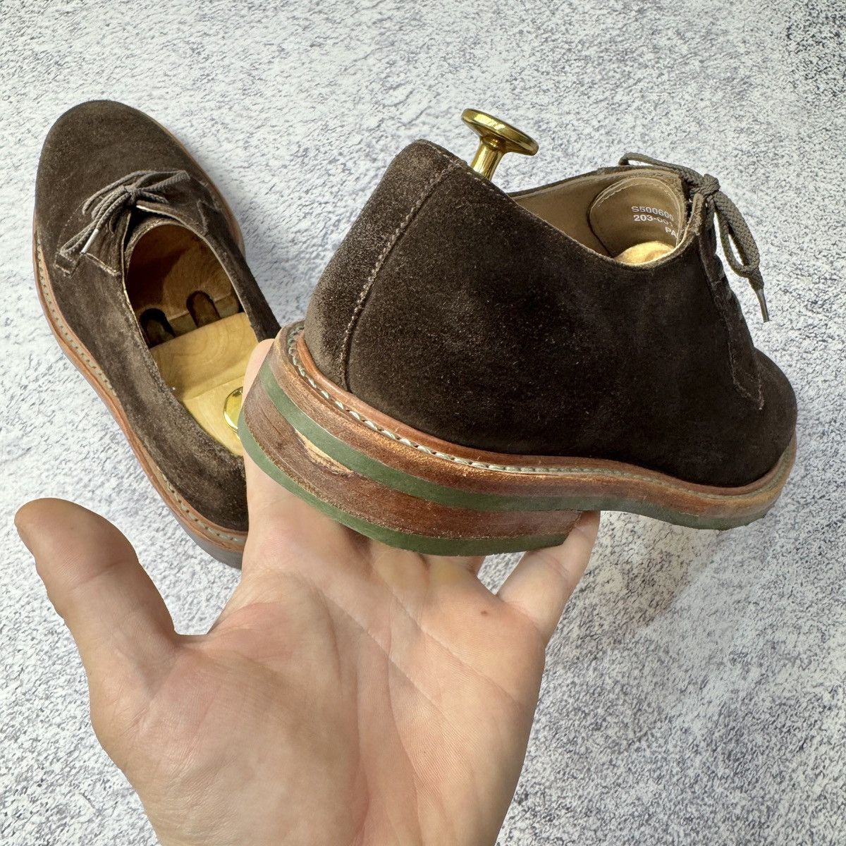 Designer × Handmade Gordon&Bros Mens Brown Suede Derbies US9 UK8 EU42 Size US 9 / EU 42 - 11 Thumbnail