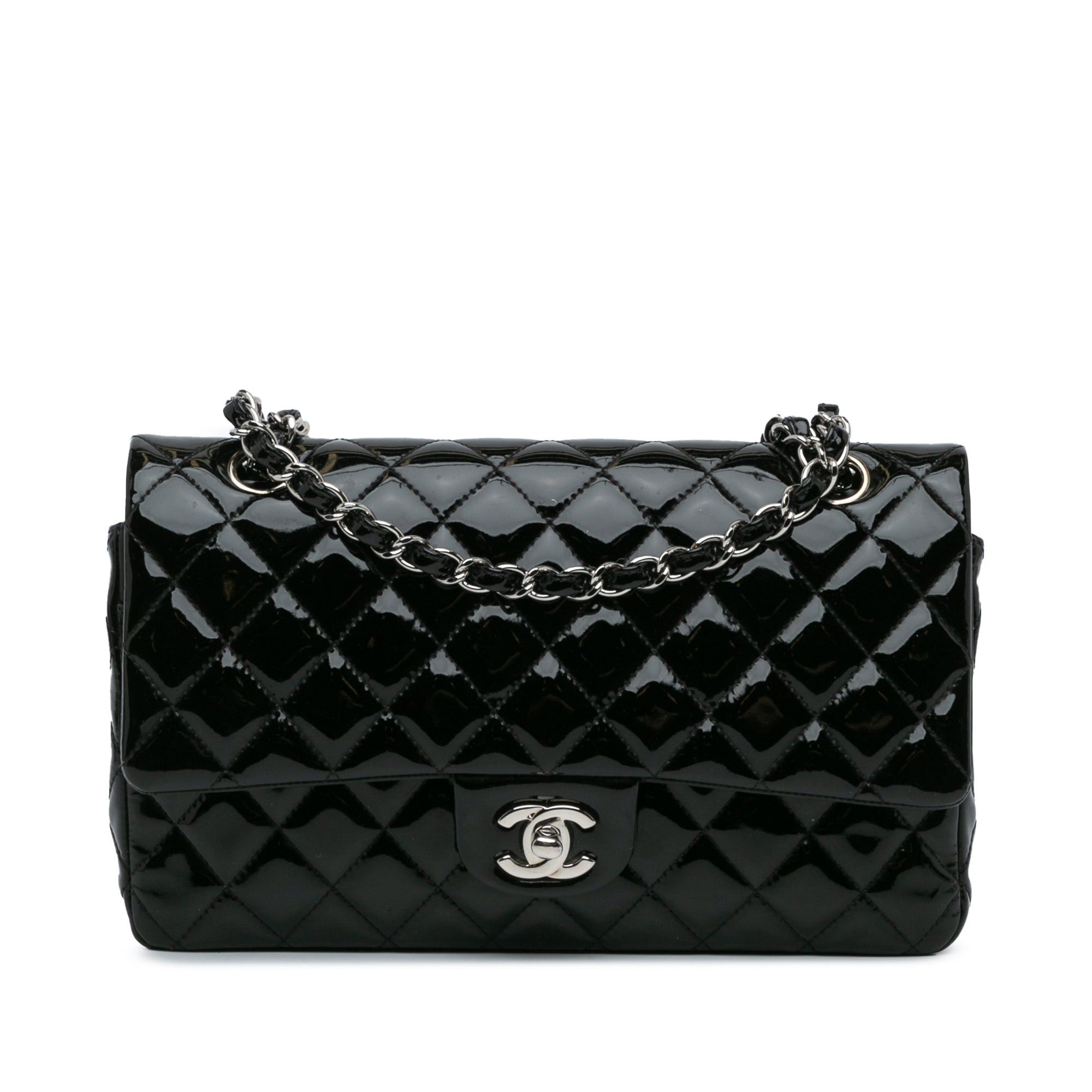 Chanel Chanel Medium Classic Patent Double Flap Black Size ONE SIZE - 1 Thumbnail