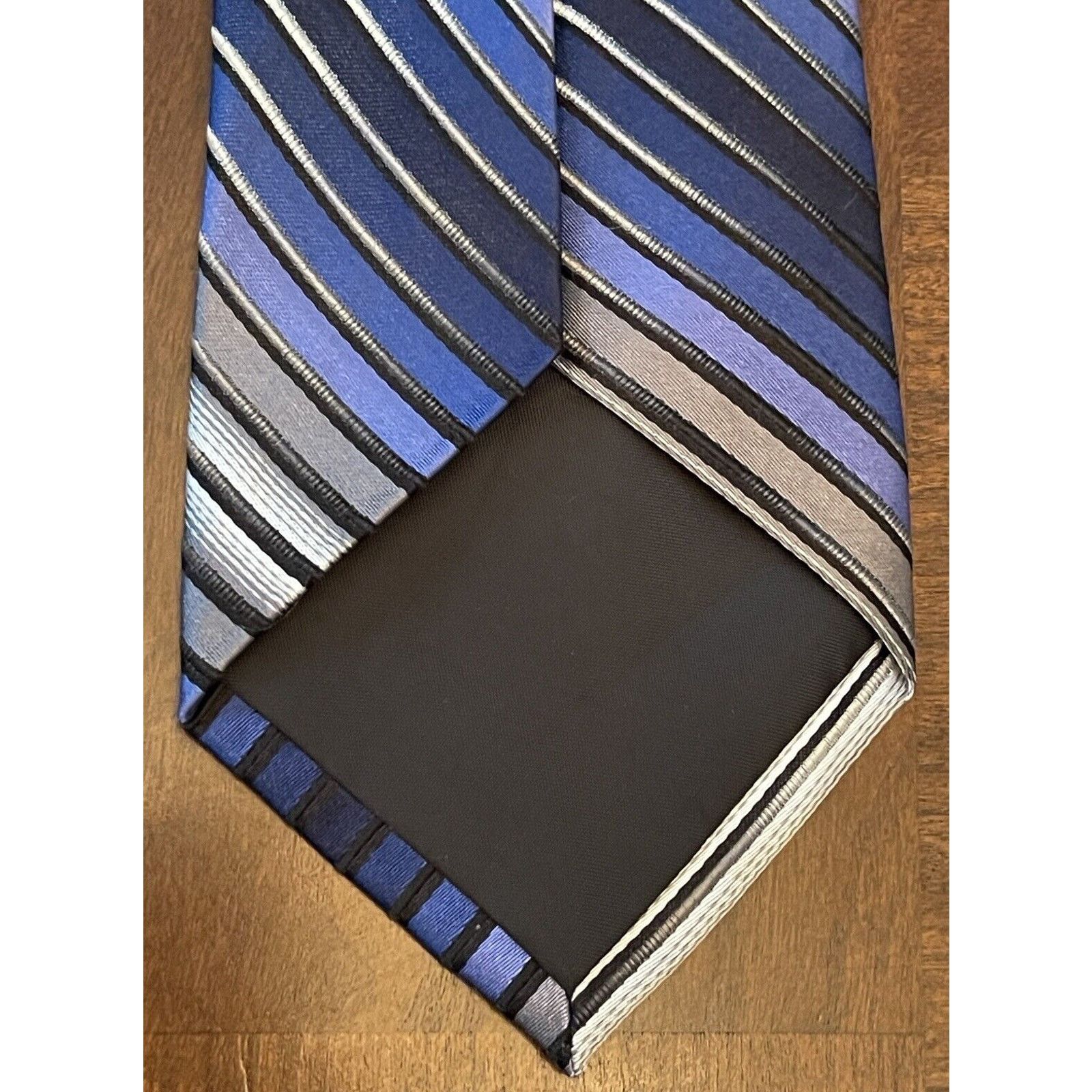 Van Heusen Van Heusen Blue Gray Black 100% Silk Made In China Size ONE SIZE - 2 Thumbnail