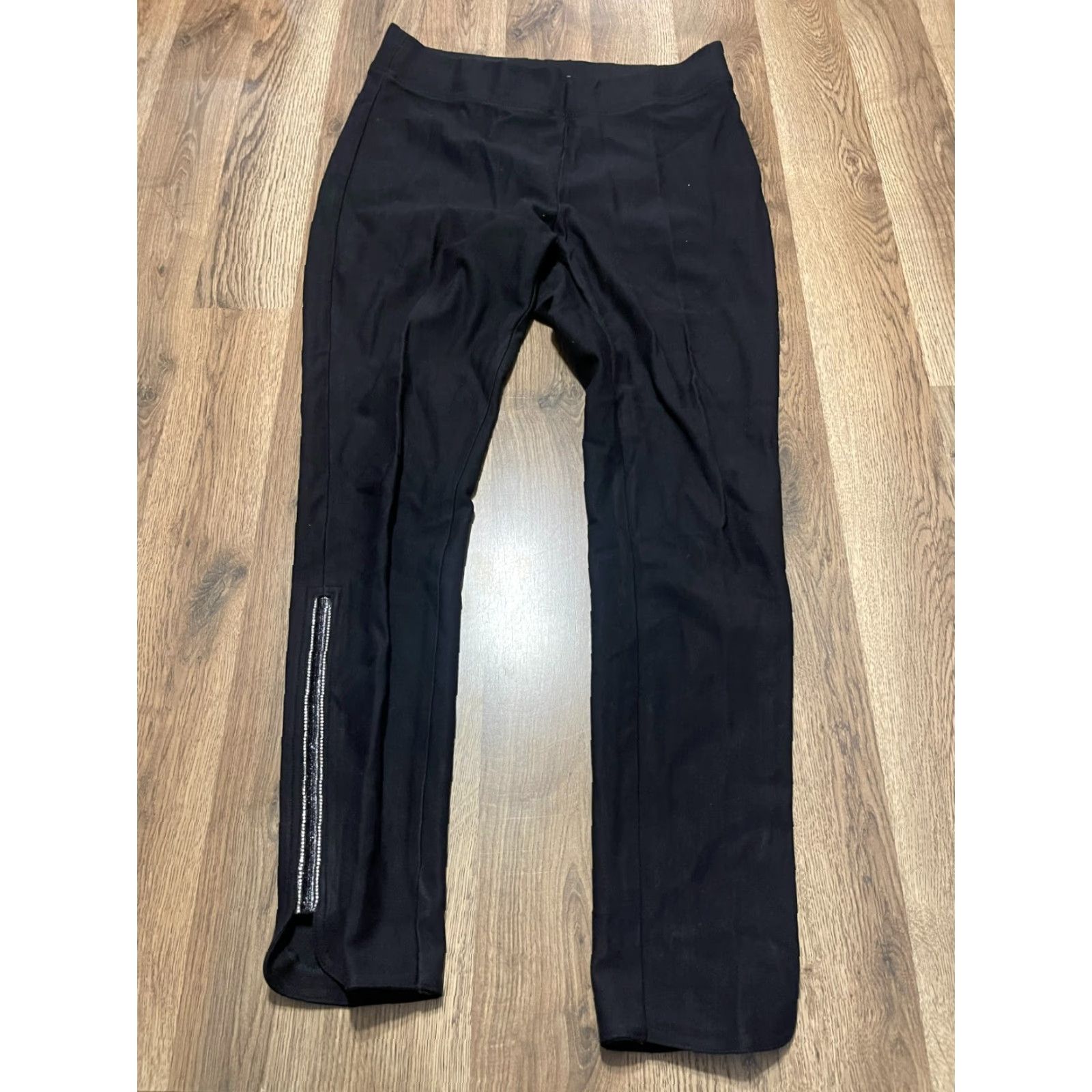 Vintage Ethyl Pants Women's 12 Black Pull On Beads Ankle Size 34" / US 12 / IT 48 - 2 Thumbnail
