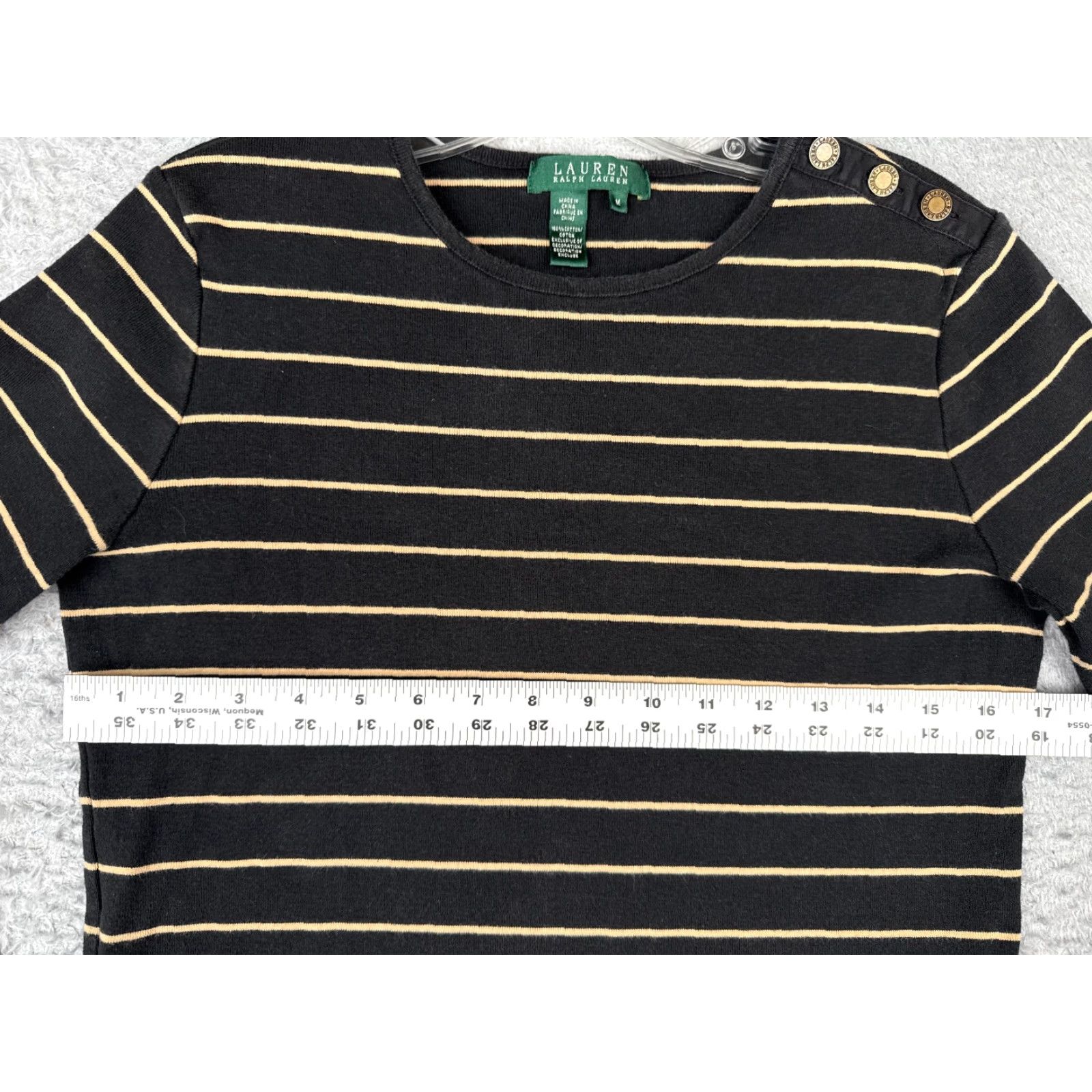 Ralph Lauren Lauren Ralph Lauren Shirt Women Medium Black Stripe Long Sleeve 100% Cotton Size M / US 6-8 / IT 42-44 - 7 Thumbnail