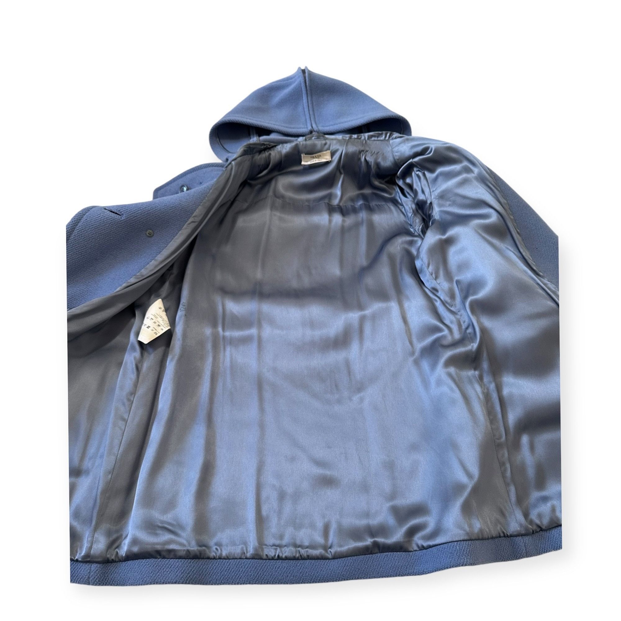Prada Prada Blue Wool Double Breasted Coat, Size 46 Italy, Hooded Size L / US 10 / IT 46 - 7 Thumbnail