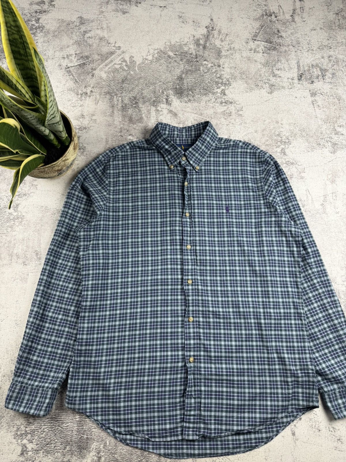 Polo Ralph Lauren Polo Ralph Lauren XL Checked Slim Fit Button Blue Men’s Plaid LongSleeve Shirt Size US XL / EU 56 / 4 - 4 Thumbnail