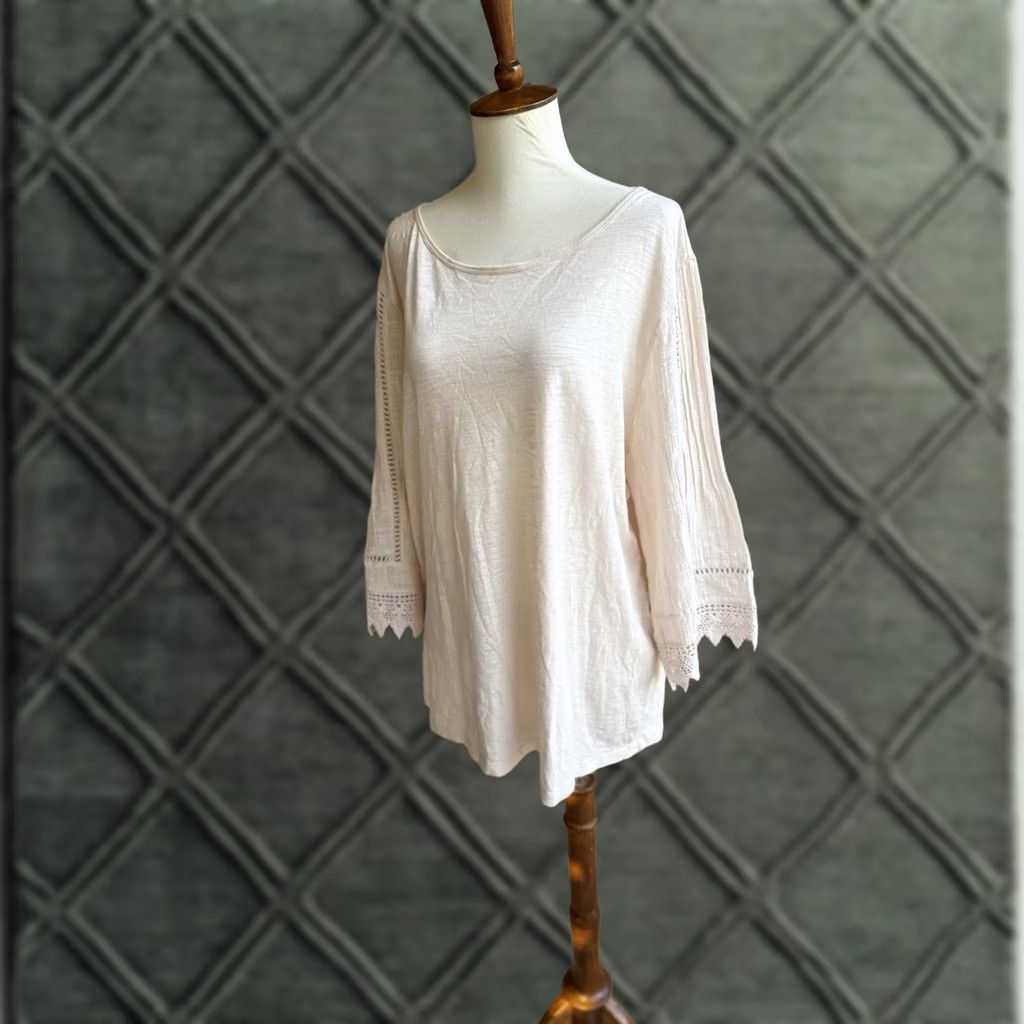 J. Jill VINTAGE? j jill Large Light Pink Boho Blouse Top Women L EUC Size L / US 10 / IT 46 - 1 Thumbnail