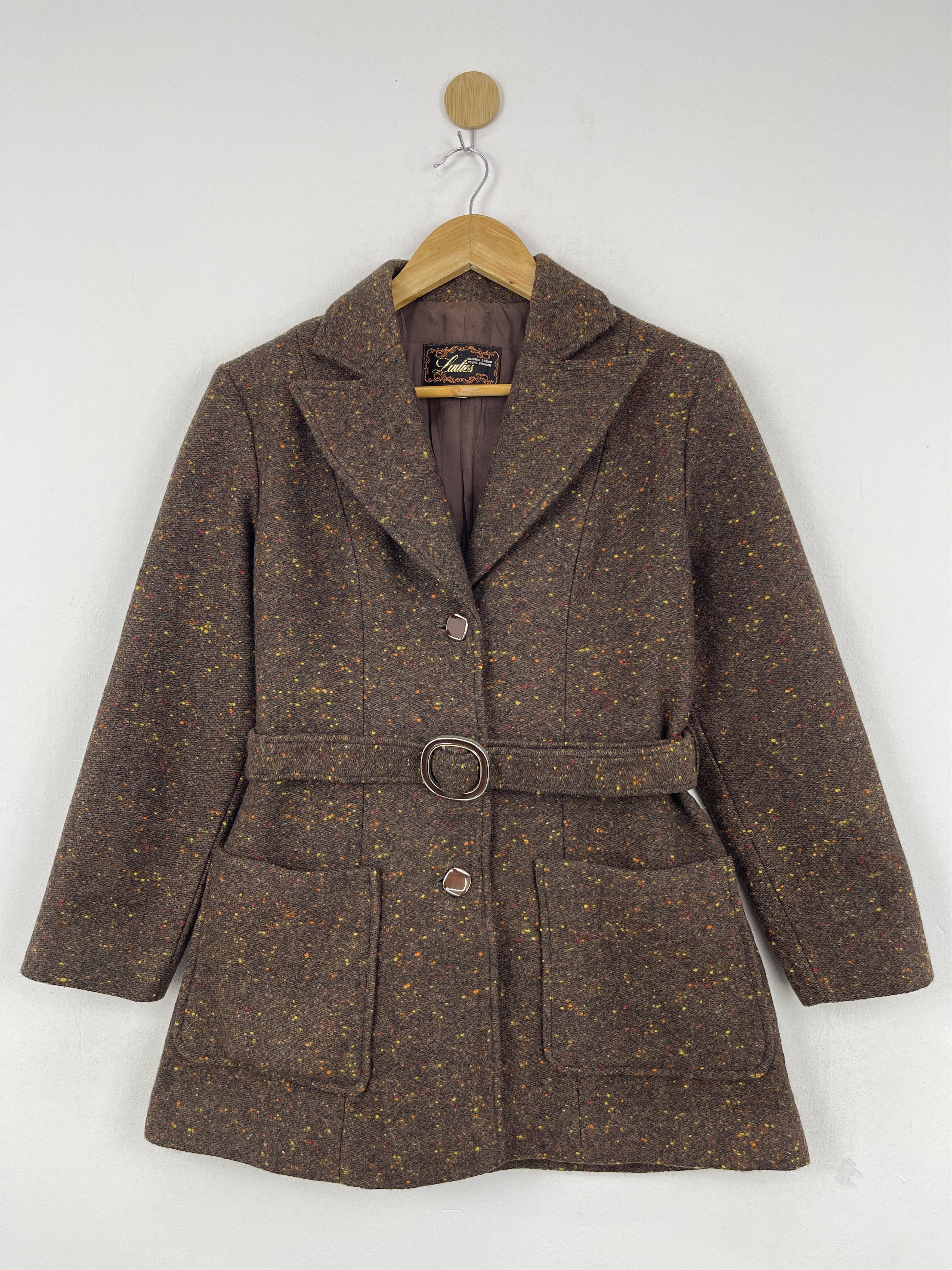 Japanese Brand Vintage Japanese Brand Brown Wool Tweed Belted Jacket JA0098 Size S / US 4 / IT 40 - 1 Thumbnail