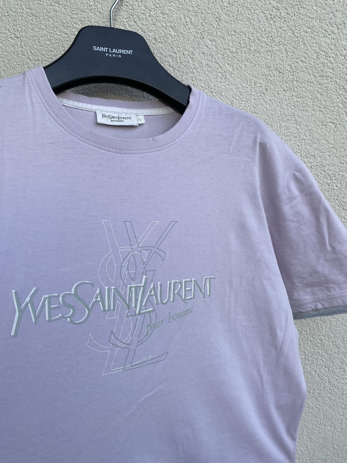 Yves Saint Laurent Lilac YSL T-Shirt Big Logo Double Layer YSL Shirt YSL Tee Size US L / EU 52-54 / 3 - 9 Thumbnail