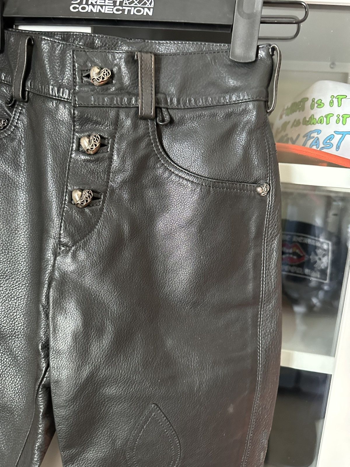 Chrome Hearts CHROME HEARTS HEAVY DUTY LEATHER FLEURKNEE KIDS YOUTH PANTS Size US 26 / EU 42 - 3 Thumbnail