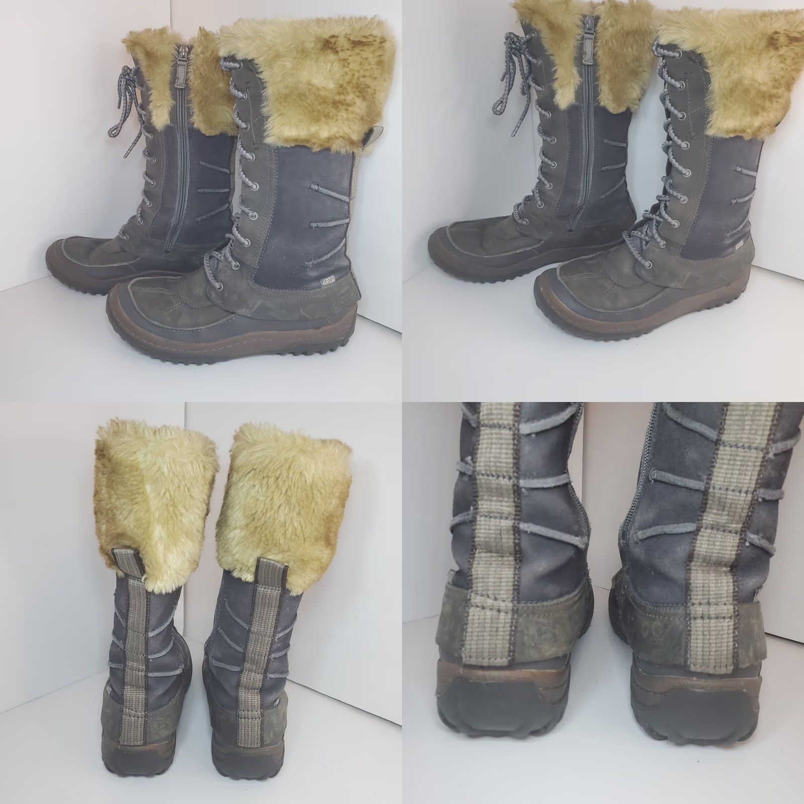 Merrell MERRELL Boots Womens Sz 8 Winter Leather Suede Tall Lace Up Faux Fur Wild Dove Size US 8 / IT 38 - 8 Thumbnail