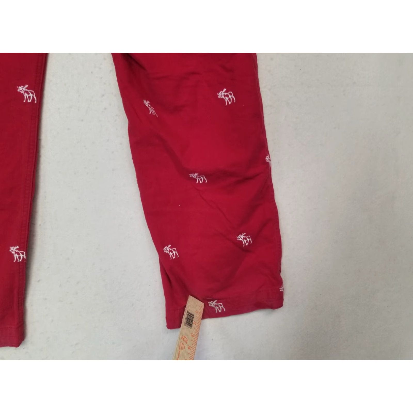 Abercrombie & Fitch VINTAGE Abercrombie & Fitch Moose Logo Print Flannel PJ Pants L Men Red Cotton Size US 33 - 7 Thumbnail