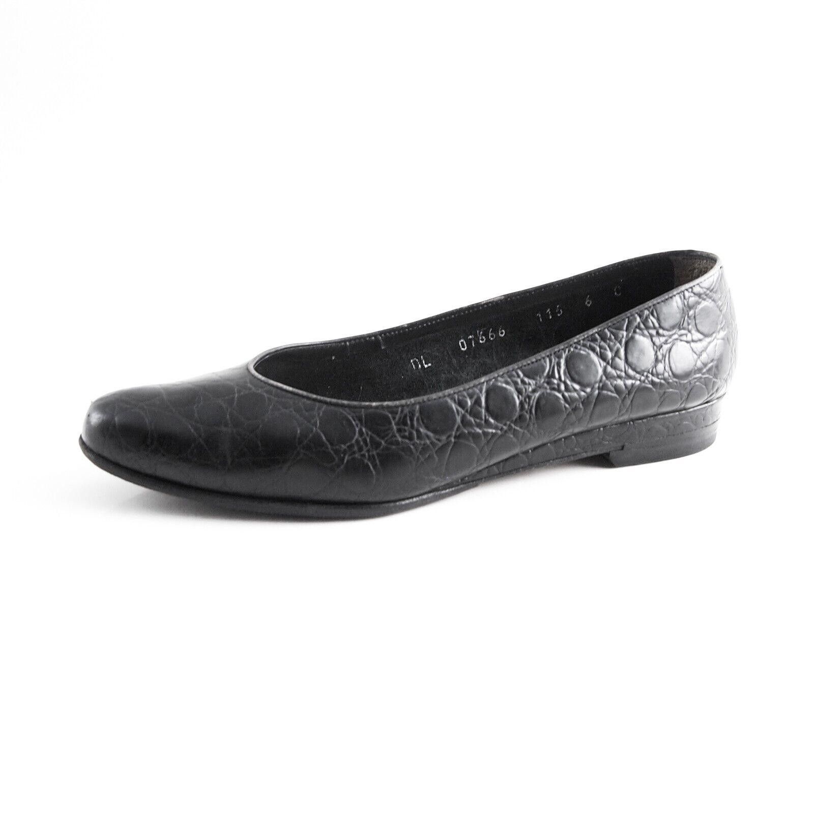 Salvatore Ferragamo Ferragamo Crocodile Flats Black Alligator EU 36 US 6 C Size US 6 / IT 36 - 1 Thumbnail