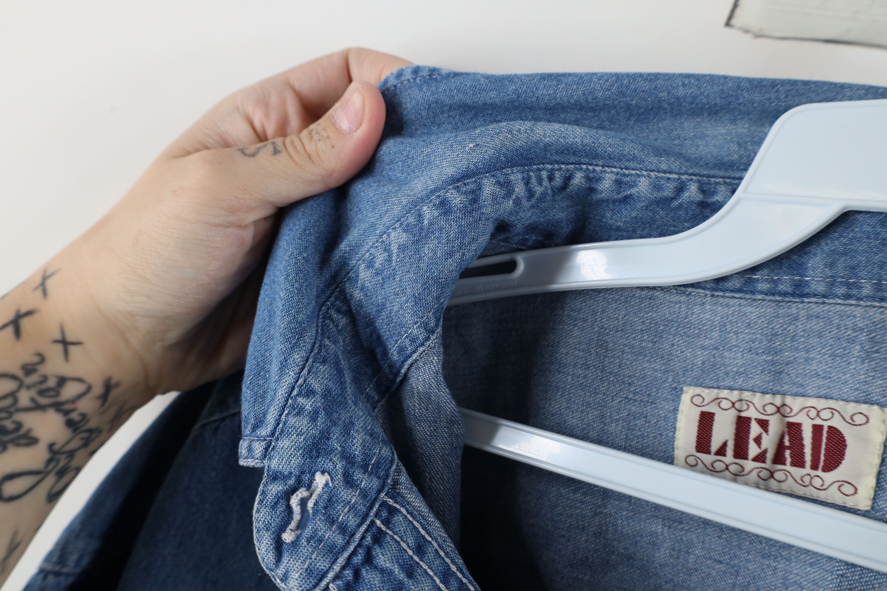 Vintage Vintage 90s Streetwear Short Sleeve Jean Button Shirt Blue Size S / US 4 / IT 40 - 11 Thumbnail