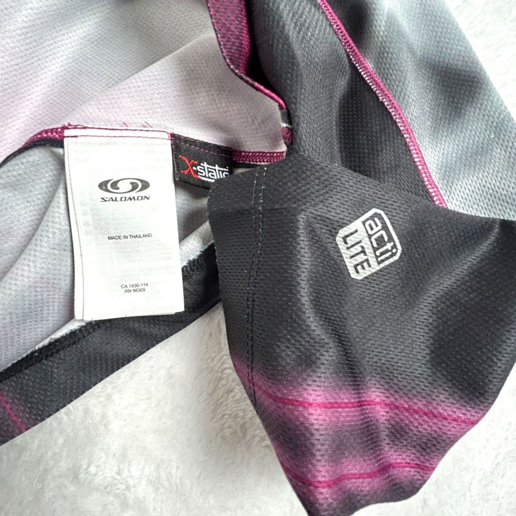 Salomon Salomon Womens XL Black & Pink Long Sleeve Acti Lite X-Static Athletic Shirt Top Size XL / US 12-14 / IT 48-50 - 4 Thumbnail