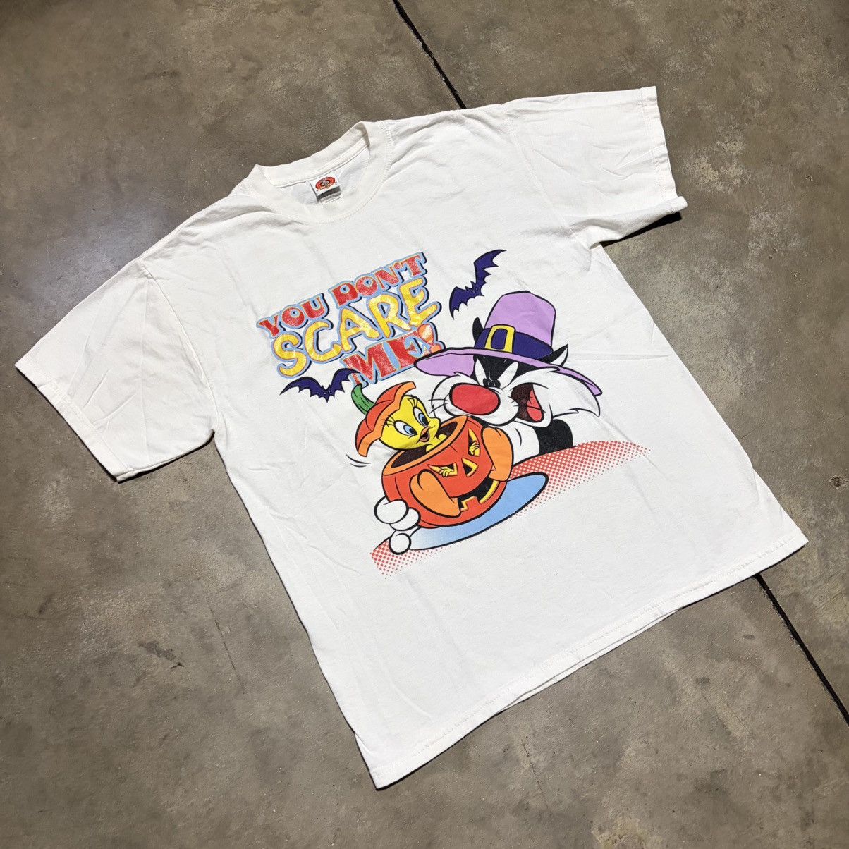 Warner Bros Vintage Looney Tunes Sylvester Tweety Halloween T Shirt Y2K Size US L / EU 52-54 / 3 - 2 Thumbnail