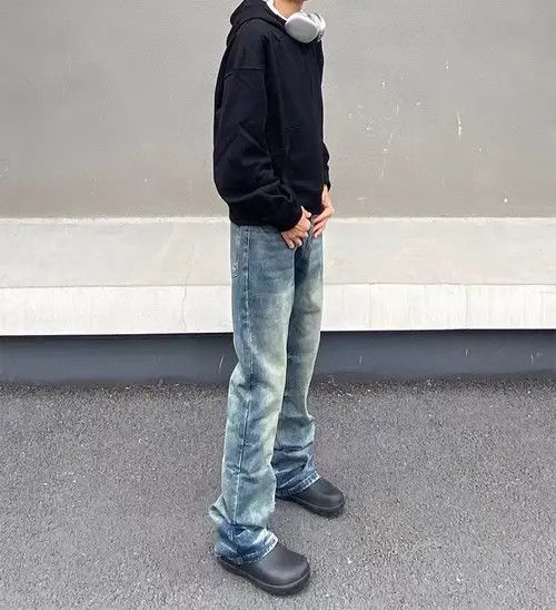 Japanese Brand × Jean High Street Aged Washed Straight Leg Micro Flare Jeans Size US 33 - 3 Thumbnail