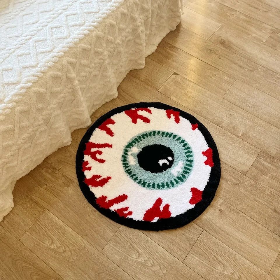 Japanese Brand Bursting Eyeball Tufted Rug Doormat 60x60 (cm) Size ONE SIZE - 6 Thumbnail