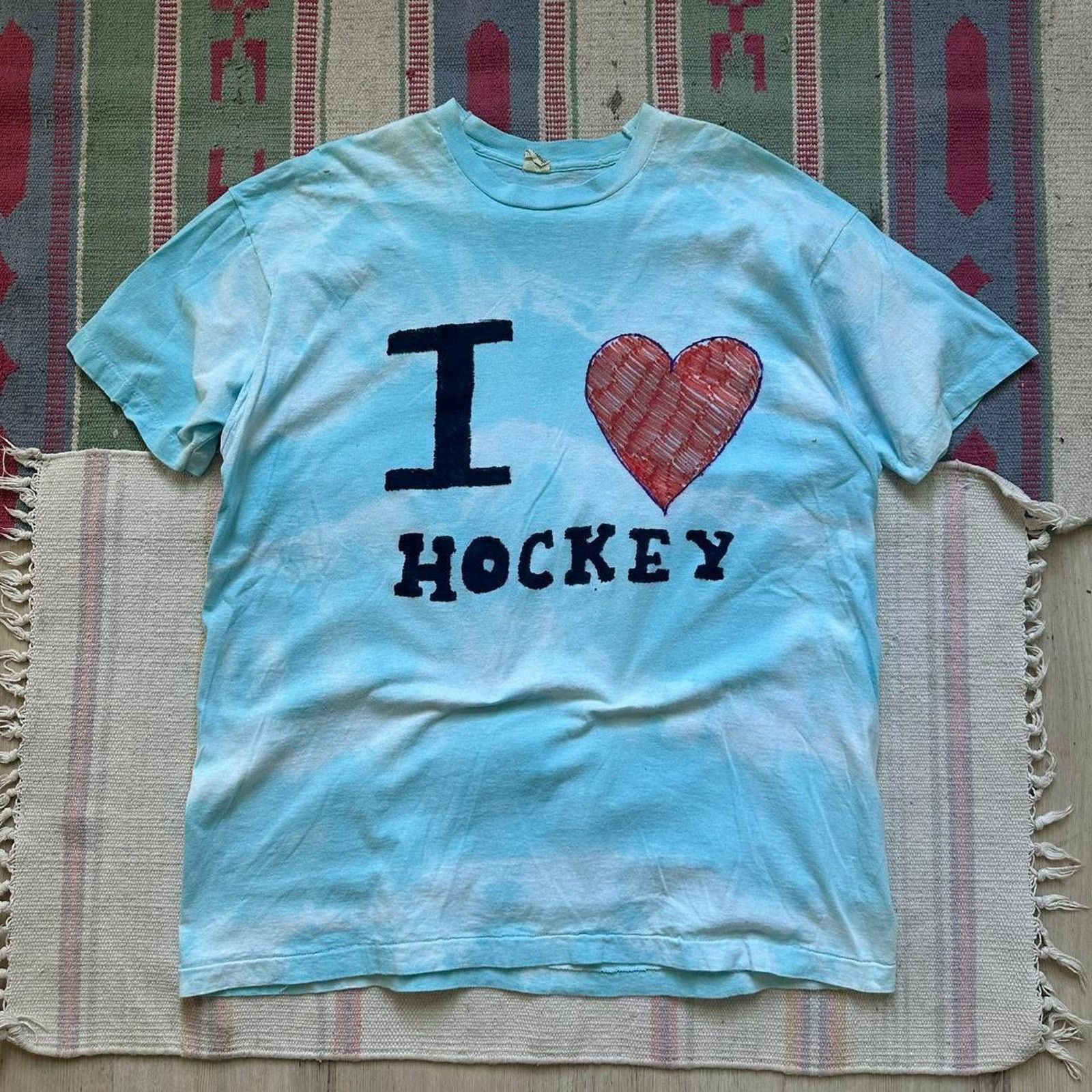 Other × Vintage RARE VINTAGE 70S I HEART hockey LOVE CUSTOM TIE DYE SHIRT Size US XXL / EU 58 / 5 - 2 Thumbnail