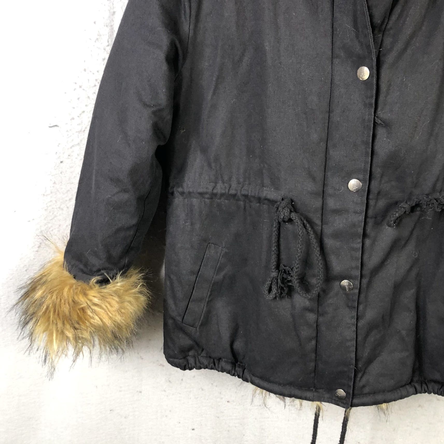 Vintage VINTAGE Roiii Jacket Womens Medium Black Faux Fur Hood Cuffs Lined Parka Penny Lane Y2K Size M / US 6-8 / IT 42-44 - 6 Thumbnail