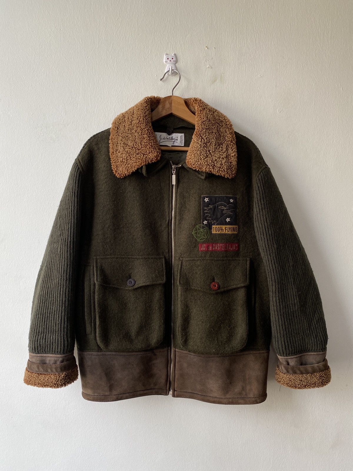 Jean Charles De Castelbajac × Vintage 1980s - Jean De Castelbajac Wool/Knit Flying Fur Jacket Size US L / EU 52-54 / 3 - 9 Thumbnail