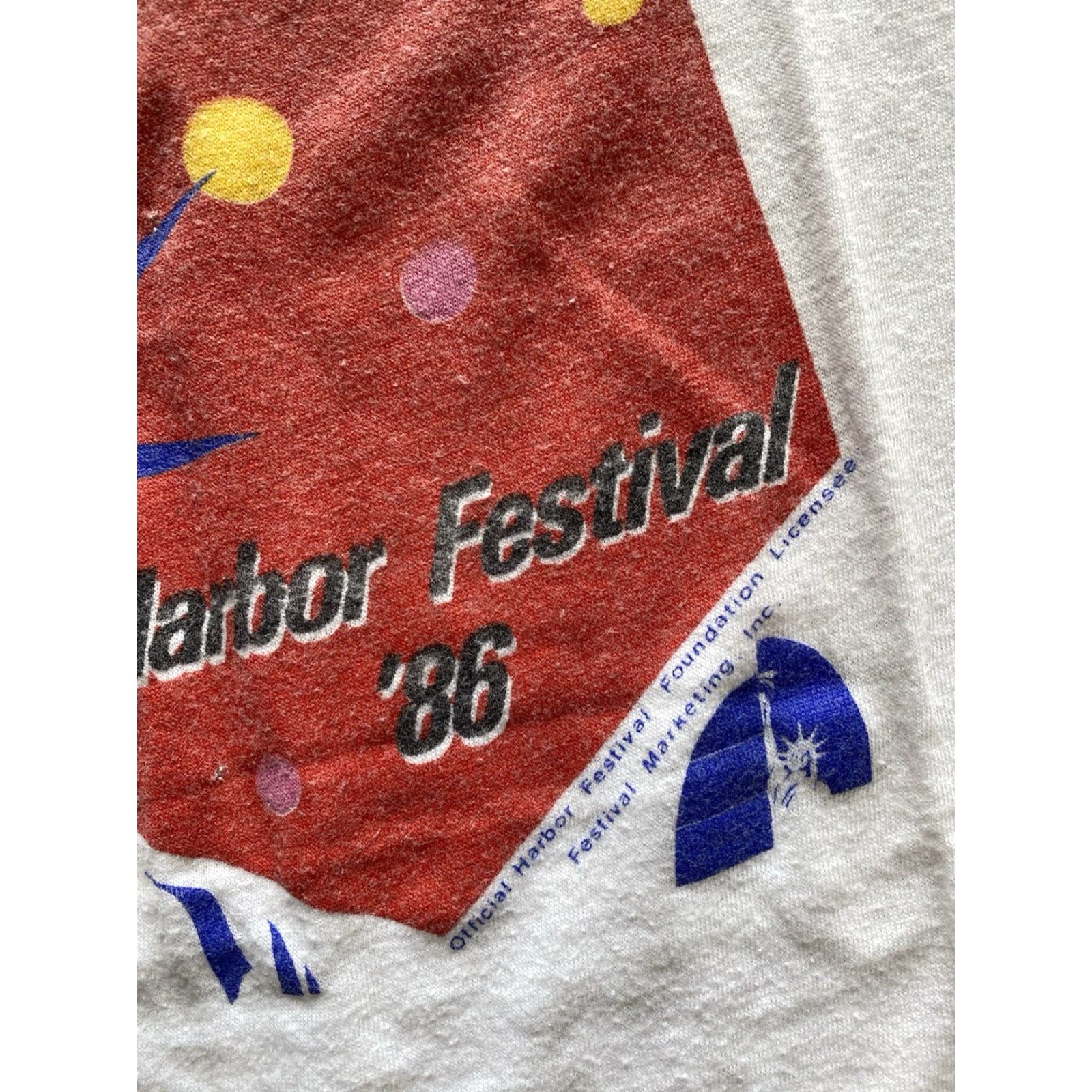 Vintage VINTAGE America 80s T-Shirt Salute to Liberty Harbor Festival 1986 White XL Men Shirt Size US XL / EU 56 / 4 - 5 Thumbnail