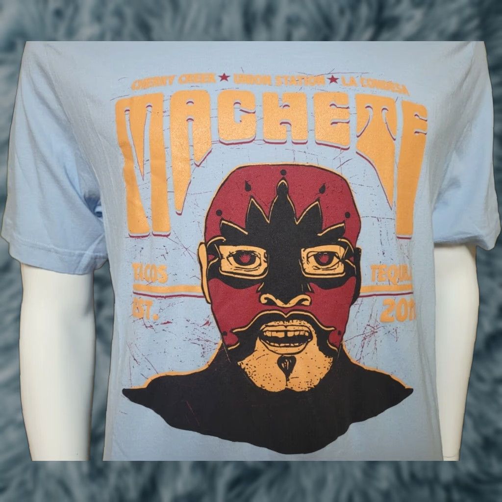 CO Machete Tacos + Tequila T Shirt – Canvas – T-Shirt – Unisex Adults – XL – Blue – Graphic Tee – Bar, Restaurant – 90s? (no) Size US XL / EU 56 / 4 - 1 Thumbnail