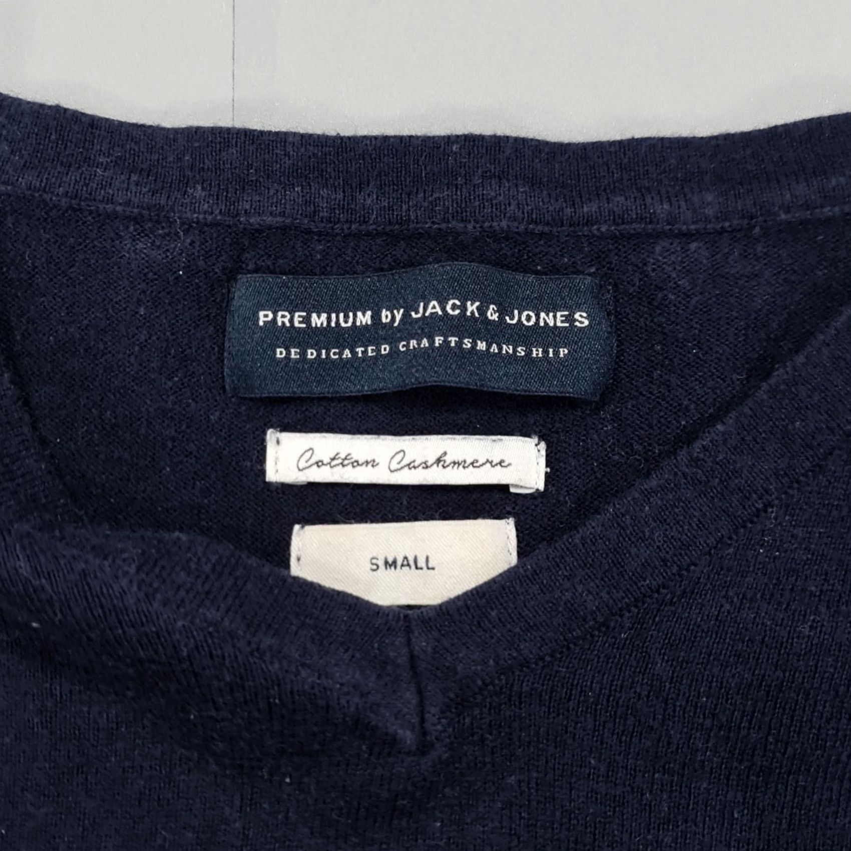 Jack & Jones JACK & JONES Jumper Mens Navy Blue Small V-Neck Long Sleeve Knit Pullover Cotton Cashmere Size US S / EU 44-46 / 1 - 3 Thumbnail