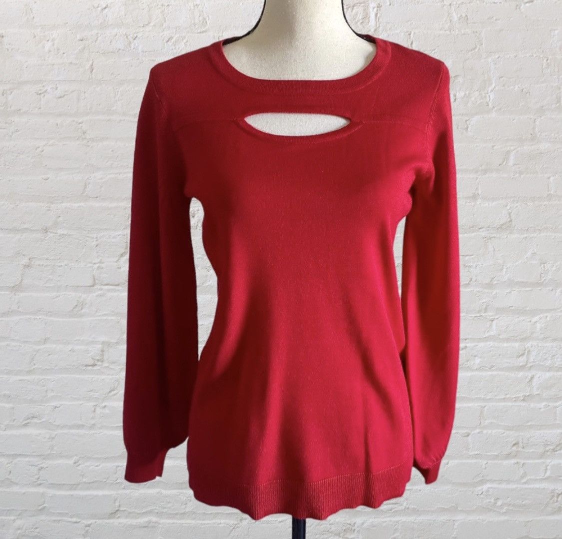 Other RED JADE CUTOUT BALLOON SLEEVE KNIT PULLOVER TOP Size S / US 4 / IT 40 - 1 Thumbnail