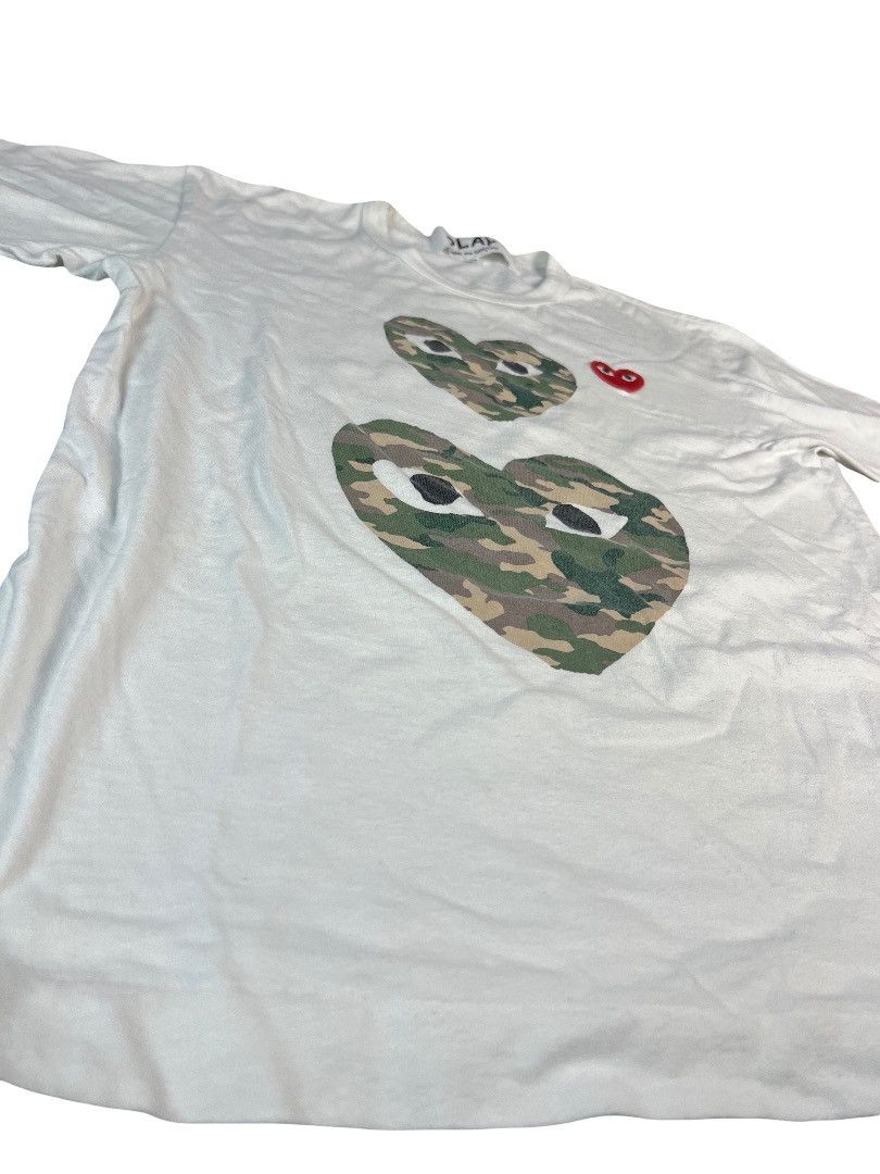 Comme des Garcons COMME des GARÇONS PLAY Double Camo Heart Tee White Size M Size US M / EU 48-50 / 2 - 3 Thumbnail
