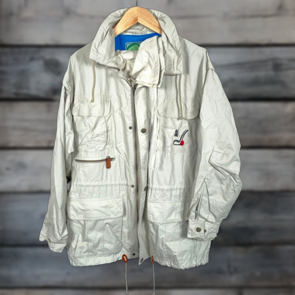Vintage VINTAGE elho Parka Jacket Beige Nylon XL Men 42 / XL Full Zip Hooded Pockets 90s Retro 90s Mens Size US XL / EU 56 / 4 - 1 Thumbnail