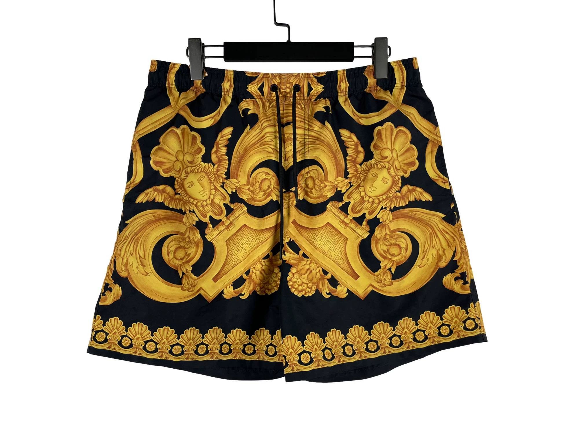 Versace Versace Black Gold Patterned Drawstring Short Size US 38 / EU 54 - 1 Thumbnail