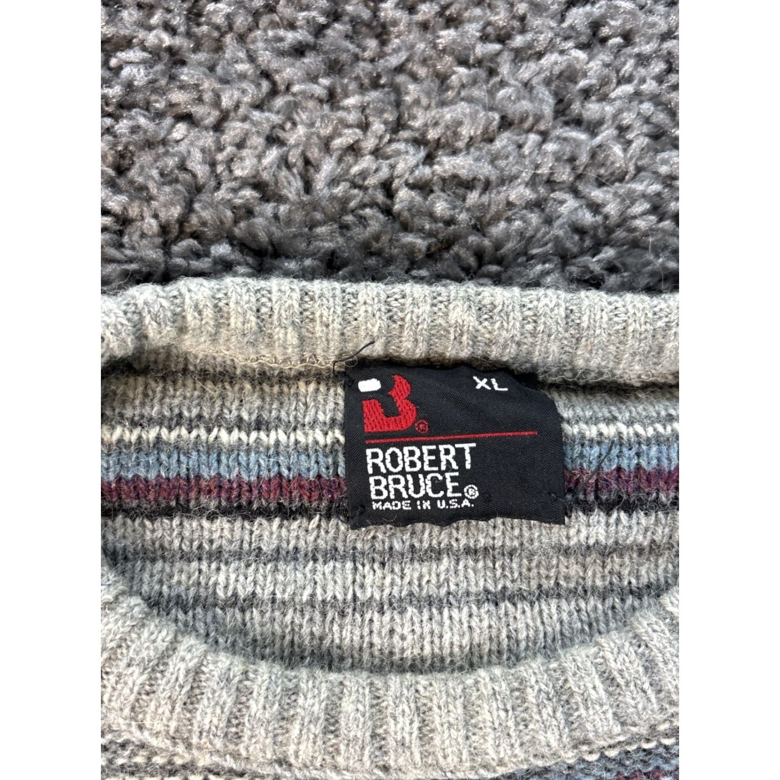 Vintage VINTAGE Robert Bruce Sweater Mens L Striped Wool Crew Neck 80s Made in USA Size US L / EU 52-54 / 3 - 4 Thumbnail