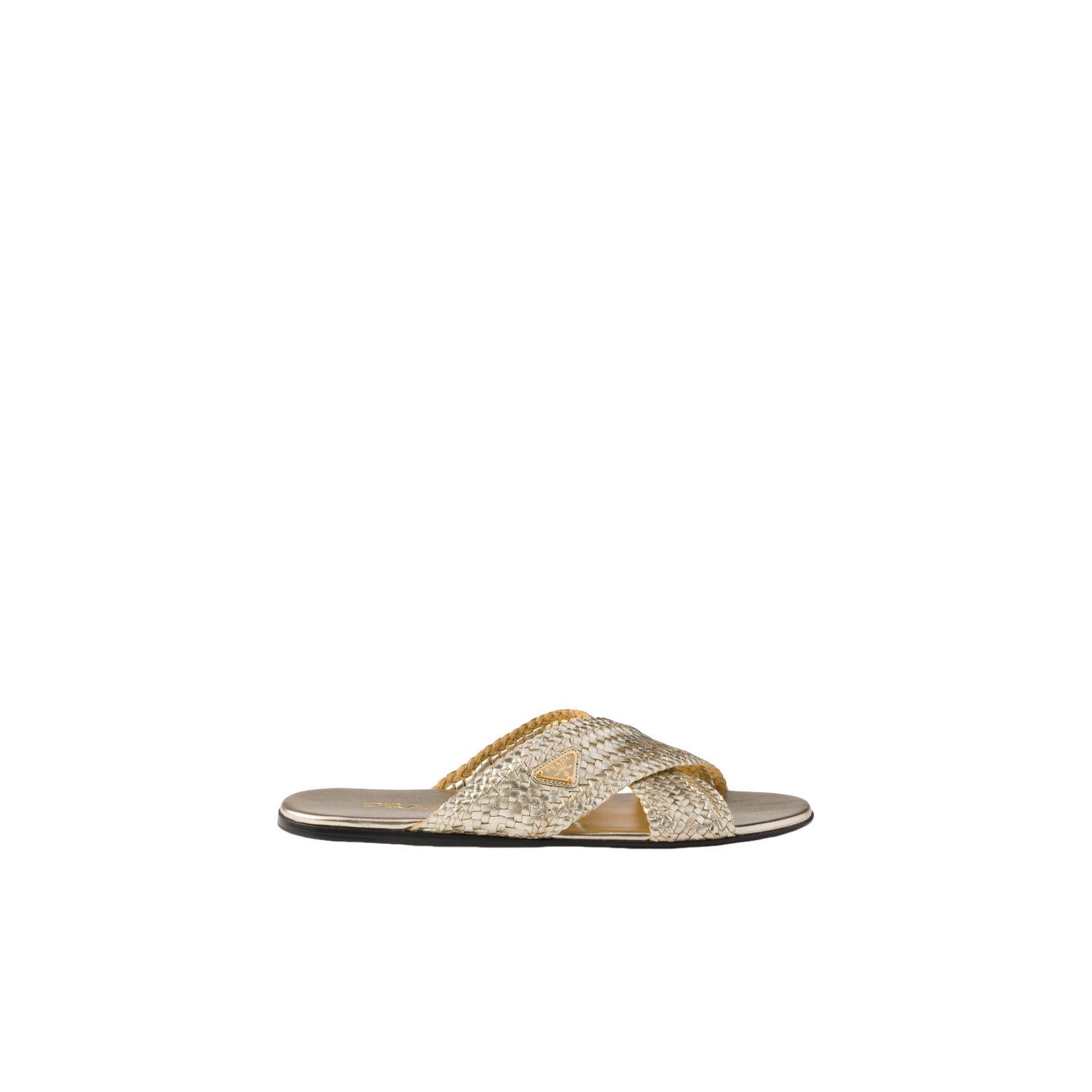 Prada PRADA $1270 Pyrite Crisscross Slides New & Authentic (Women' Size US 8 / IT 38 - 2 Thumbnail