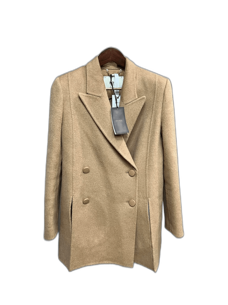 Fendi Fendi Camel Wool DoubleBreasted Coat Size US M / EU 48-50 / 2 - 1 Thumbnail