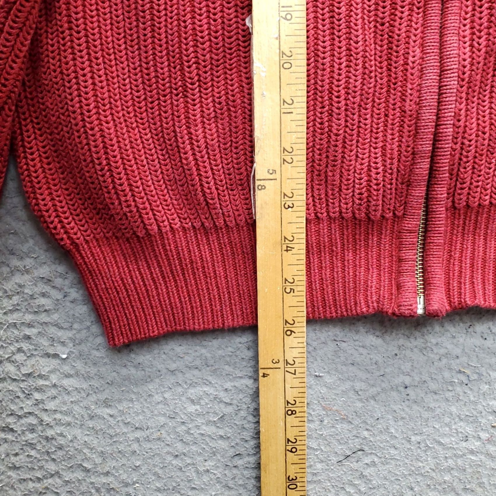 Vintage L.L. Bean Sweater Cardigan Mens Medium Dark Red Chunky Knit Mock Neck Full Zip Size US M / EU 48-50 / 2 - 3 Thumbnail