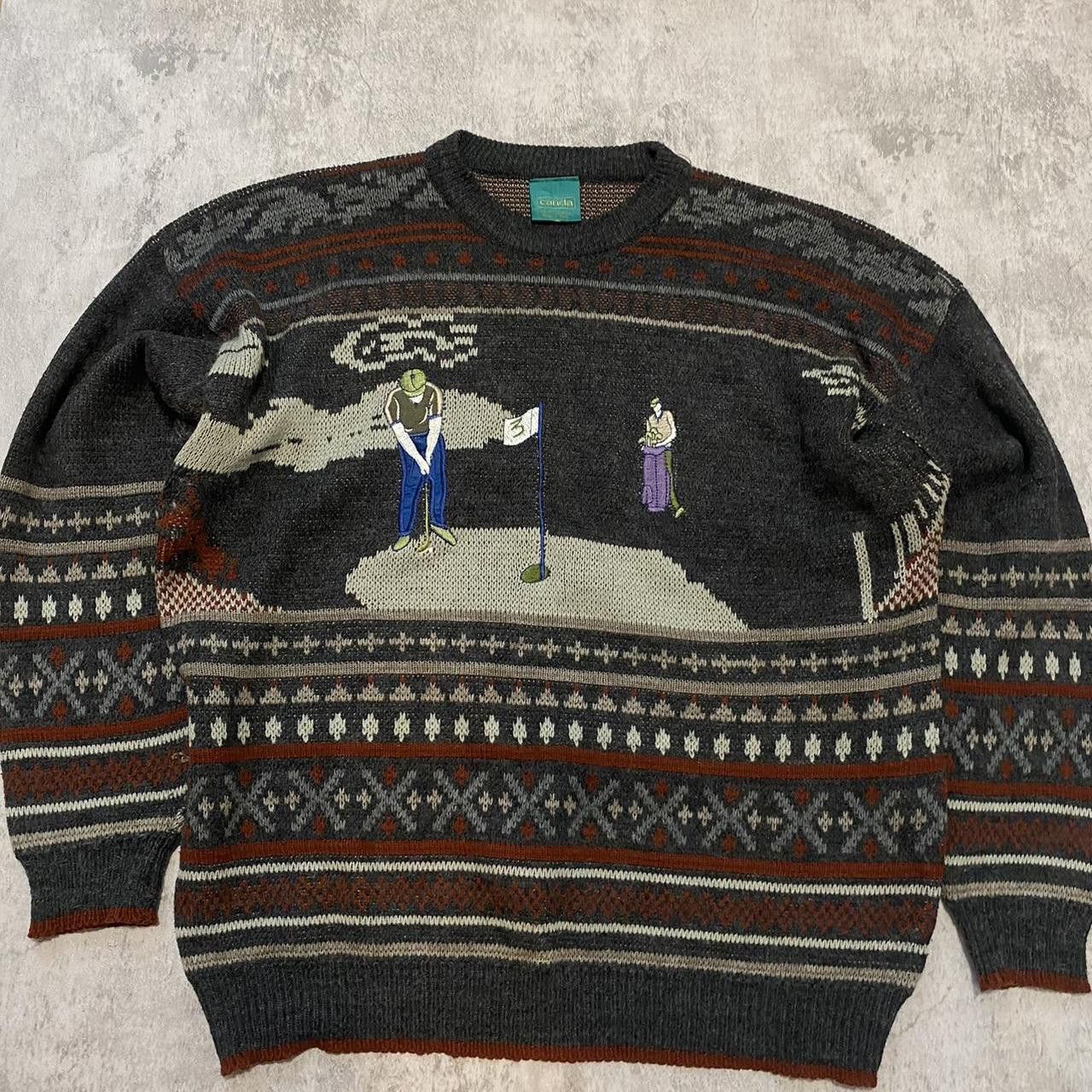 Other Wool Vintage 90s golf patterned sweater Boxy Size US XL / EU 56 / 4 - 1 Thumbnail