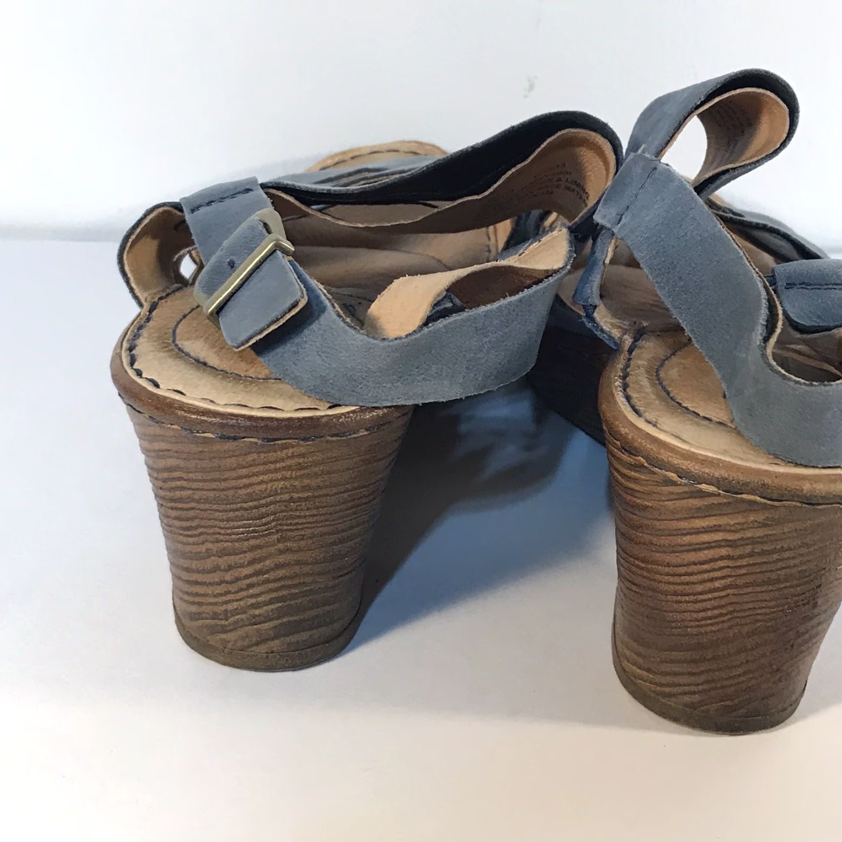 Born Born Blue Suede Wedge Slides Women's Size 8M Buckle Adjustable Comfort Summer Casual Size US 8 / IT 38 - 5 Thumbnail