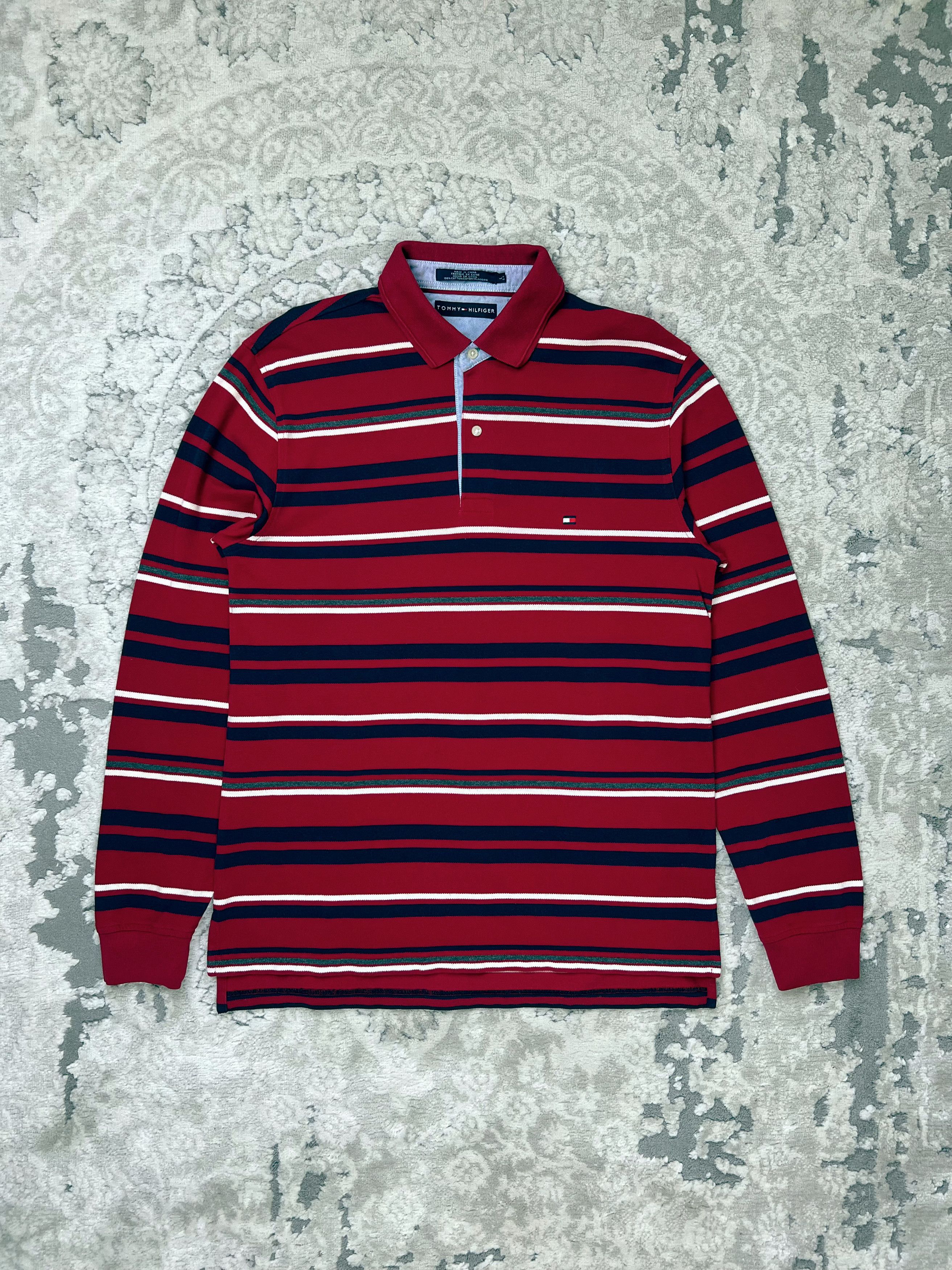 Tommy Hilfiger Tommy Hilfiger Y2K Striped Rugby Polo Shirt Long Sleeve Red Size US L / EU 52-54 / 3 - 1 Thumbnail