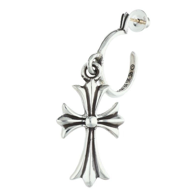 Chrome Hearts Chrome Hearts Tiny CH Cross Hoop Earring Silver Size ONE SIZE - 1 Thumbnail