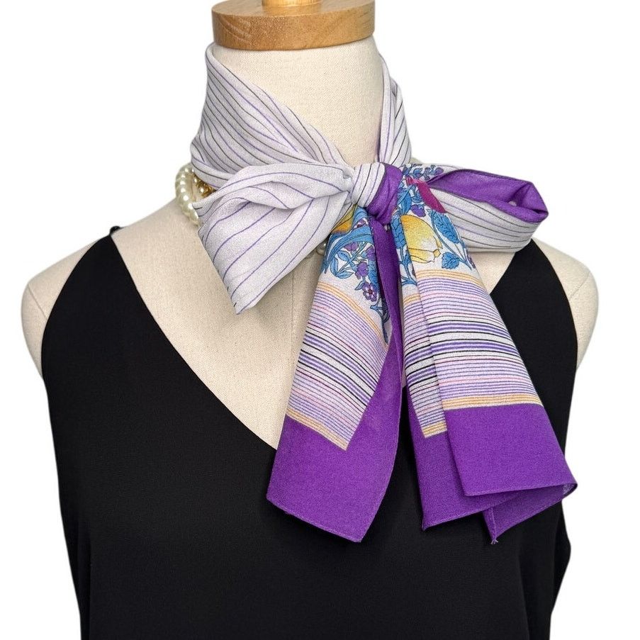 Saint Michael × Vintage St. Michael vintage chiffon tulip stripe scarf purple 11x54" Size ONE SIZE - 3 Thumbnail